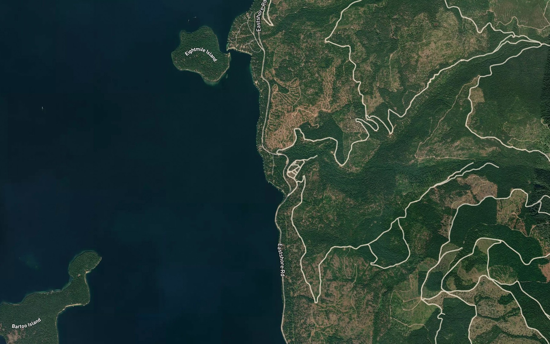 Satellite map of the Priest Lake Incubation Channels