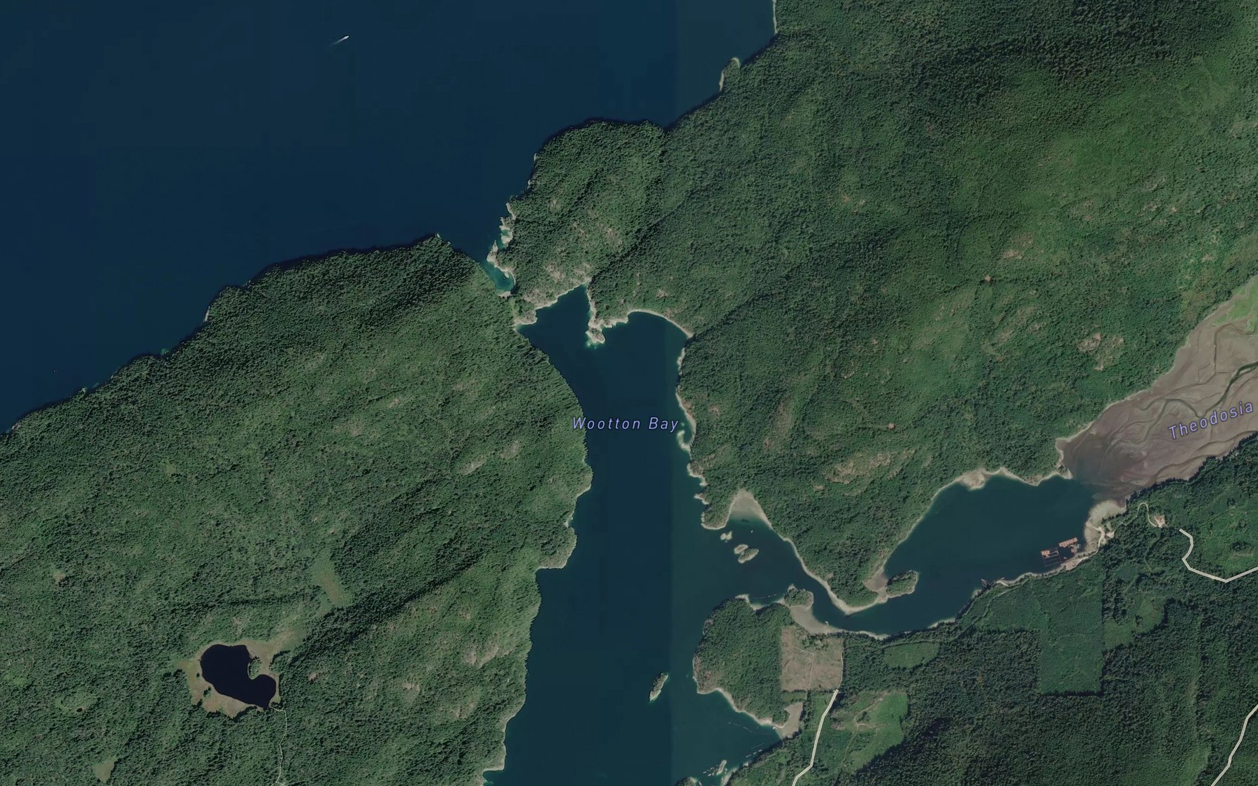 Satellite map of the Wootton Bay