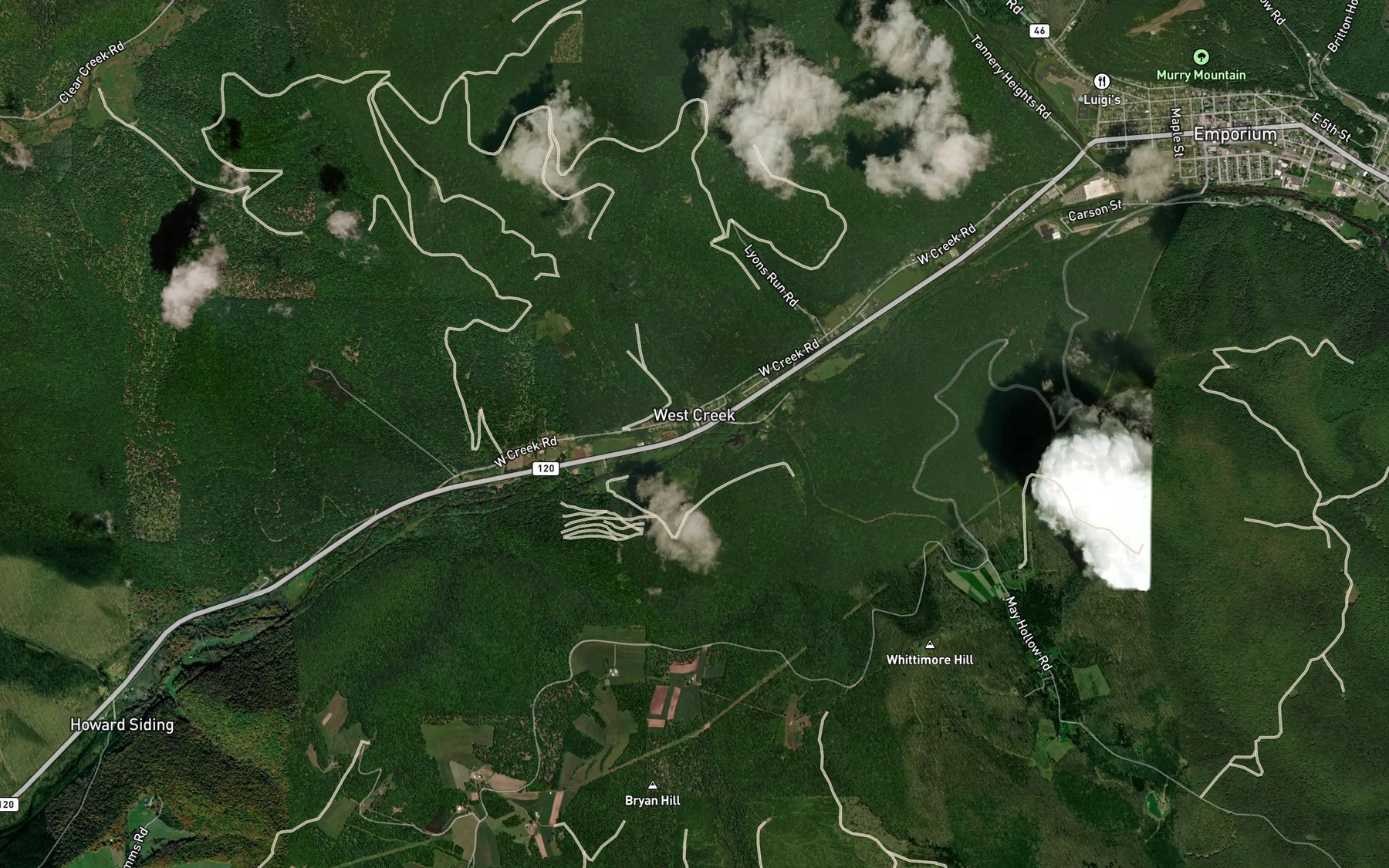 Satellite map of the Towner Run