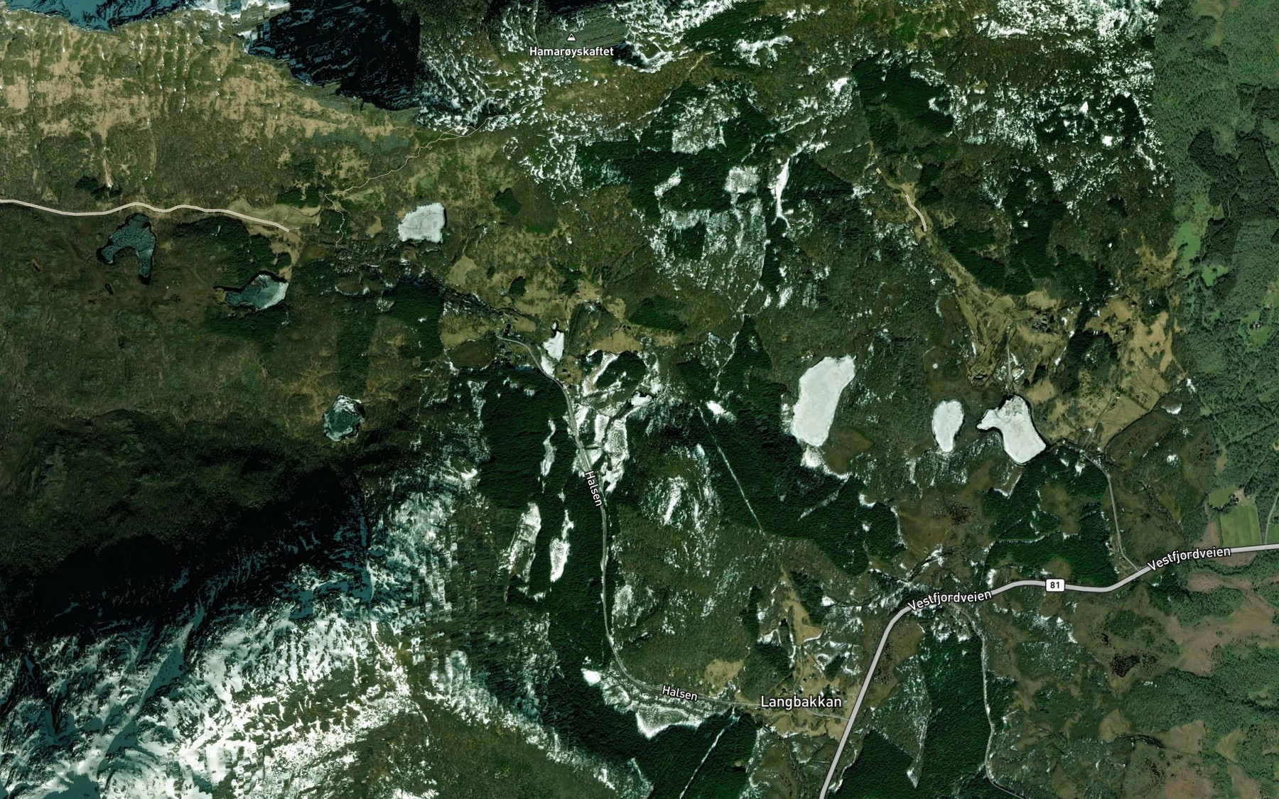 Satellite map of the Smavatnan