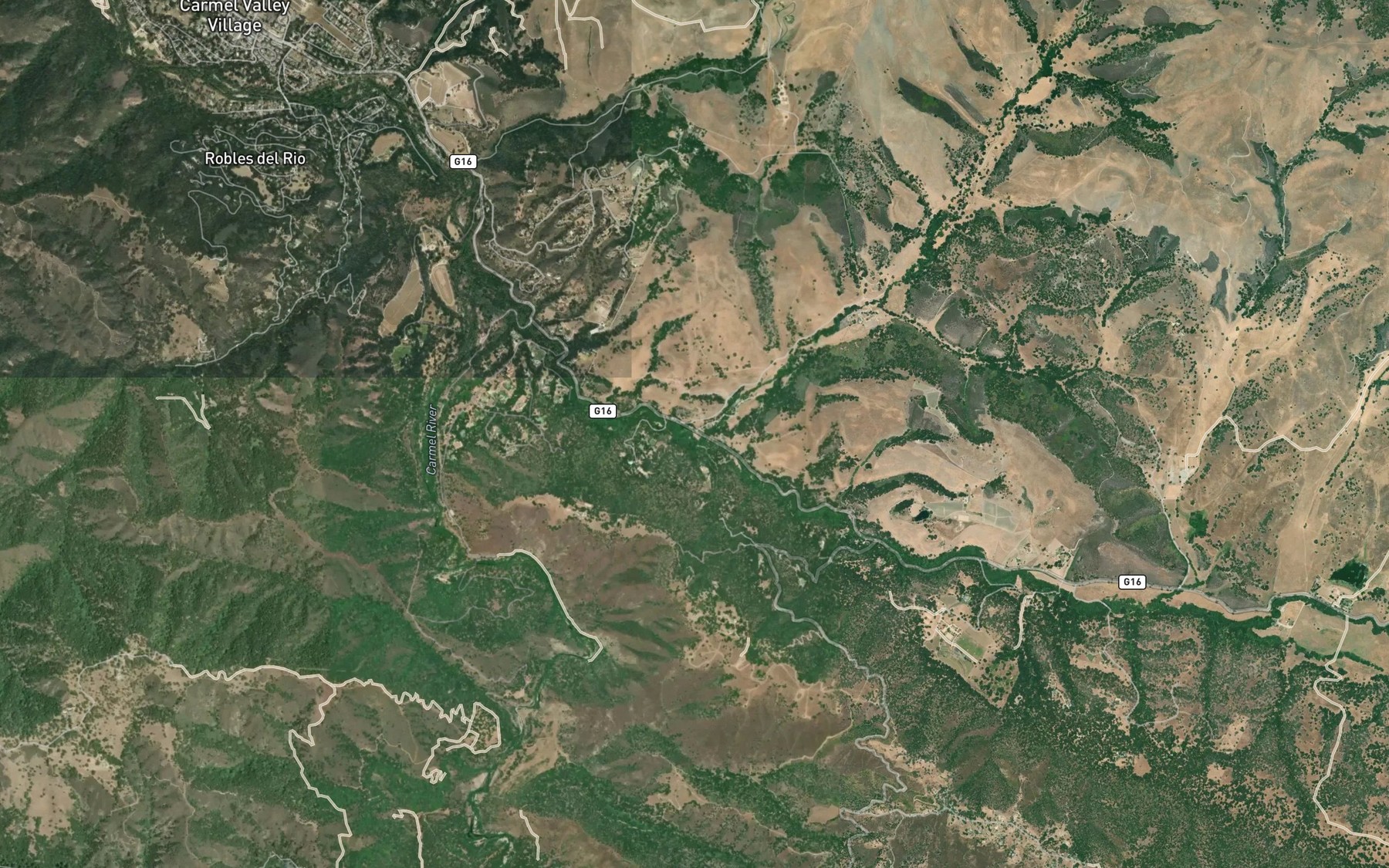 Satellite map of the Chupines Creek