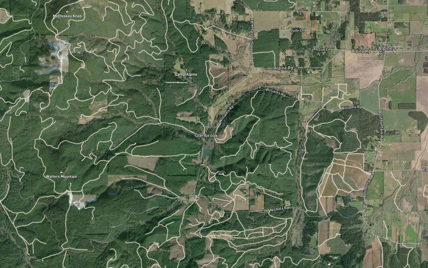 Satellite map of the Weaver Creek