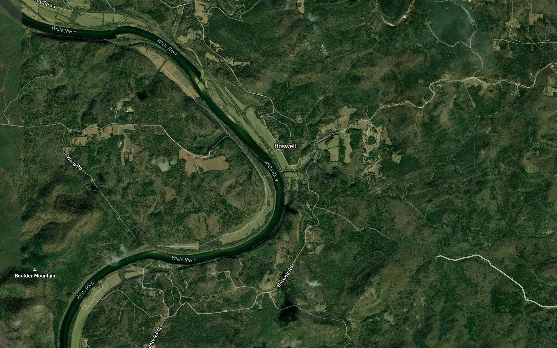 Satellite map of the Wideman Creek