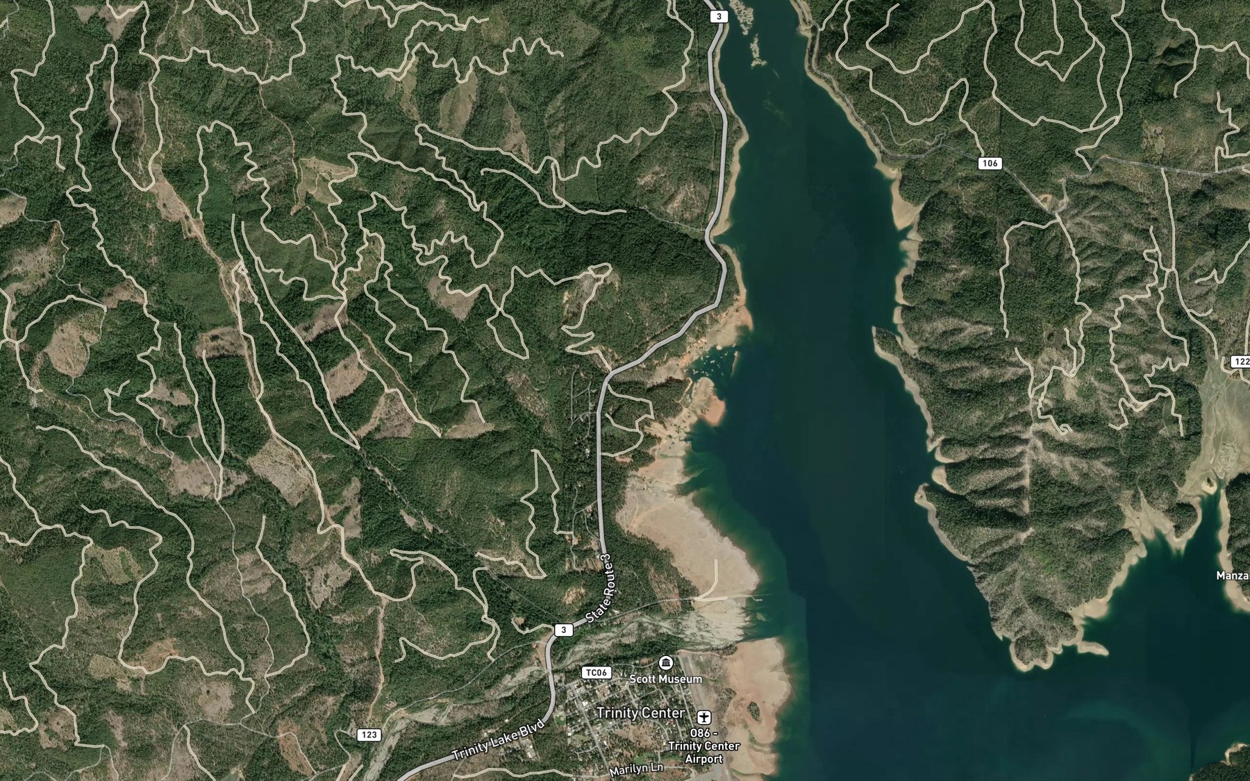 Satellite map of the Brush Creek
