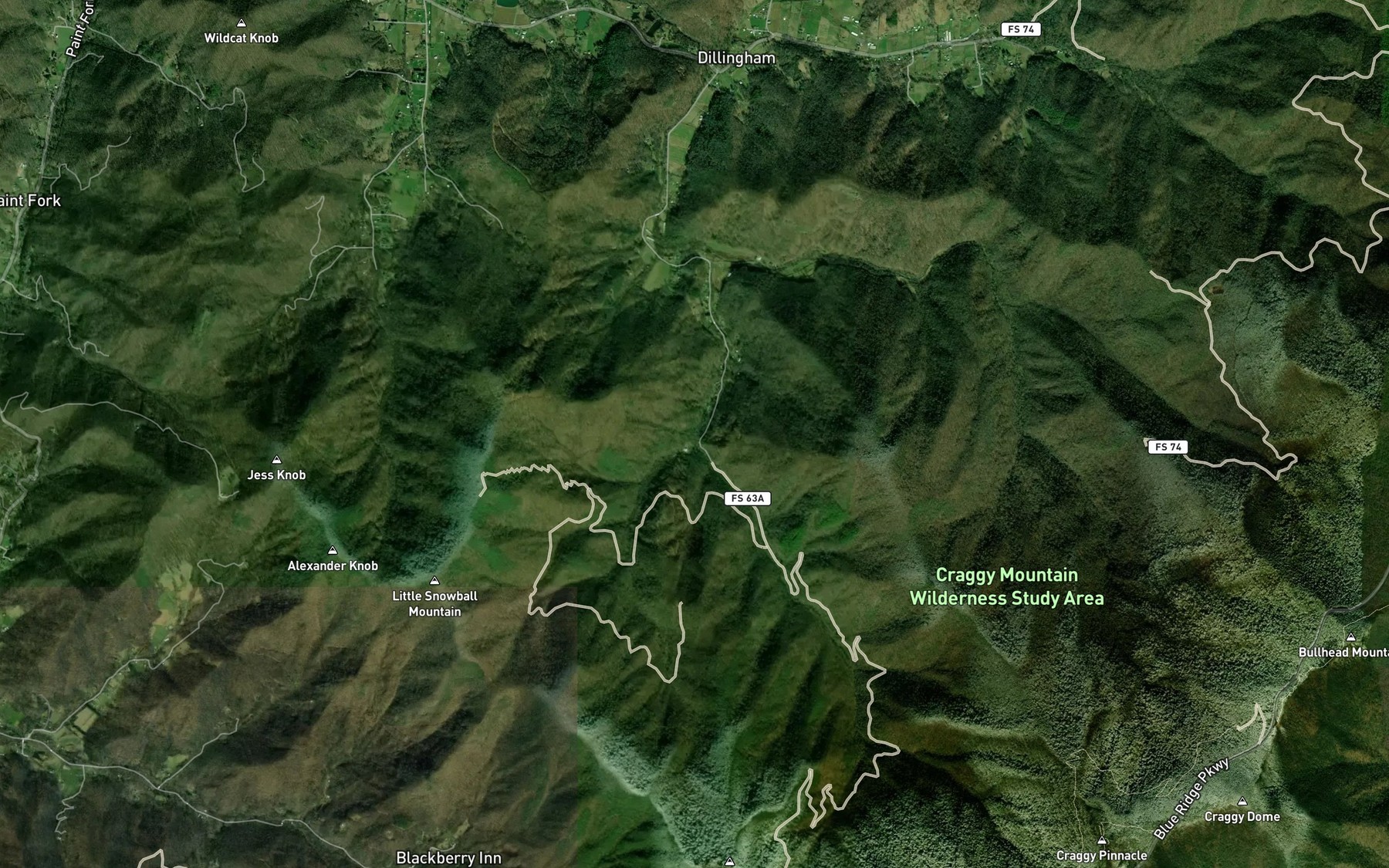 Satellite map of the Hawkbill Creek