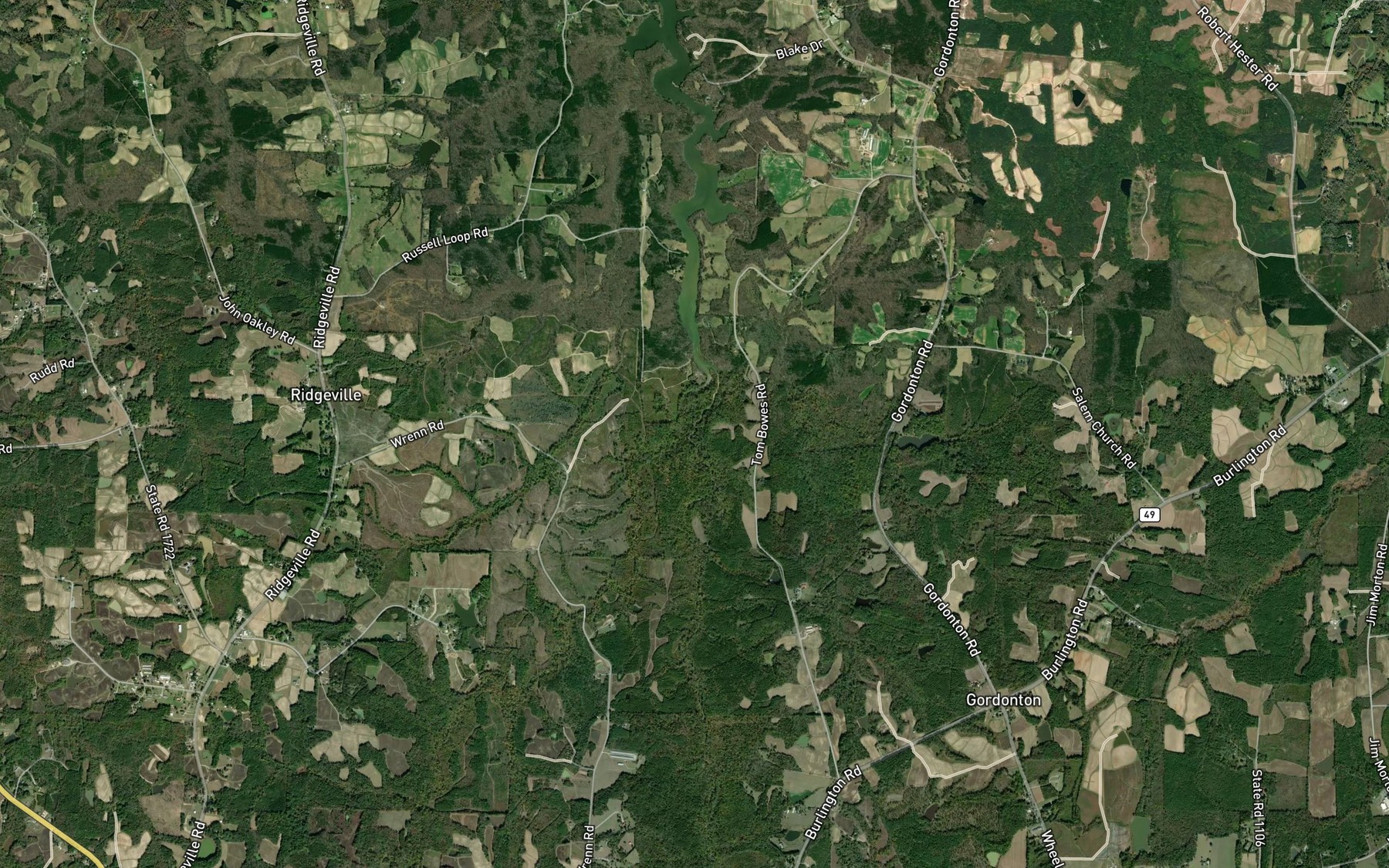 Satellite map of the Sugartree Creek