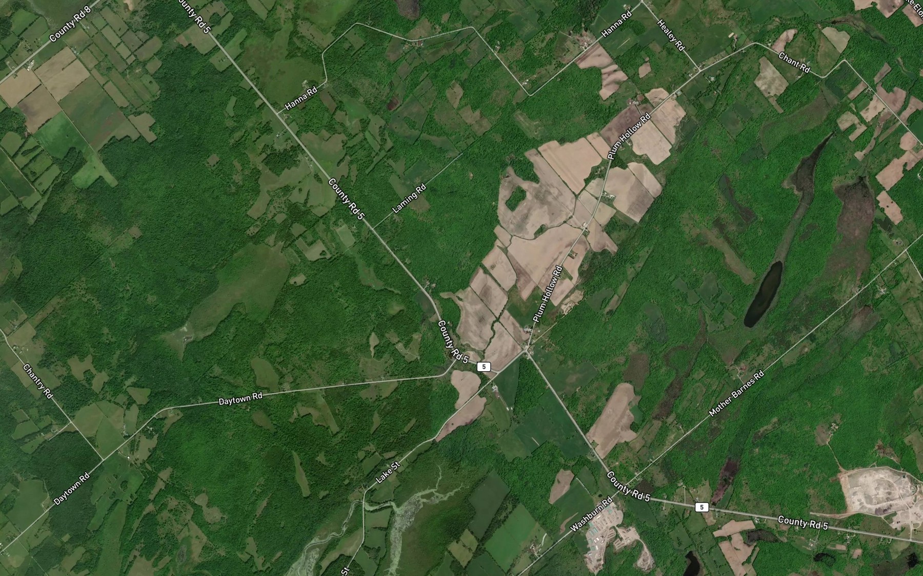 Satellite map of the North Branch Plum Hollow Creek