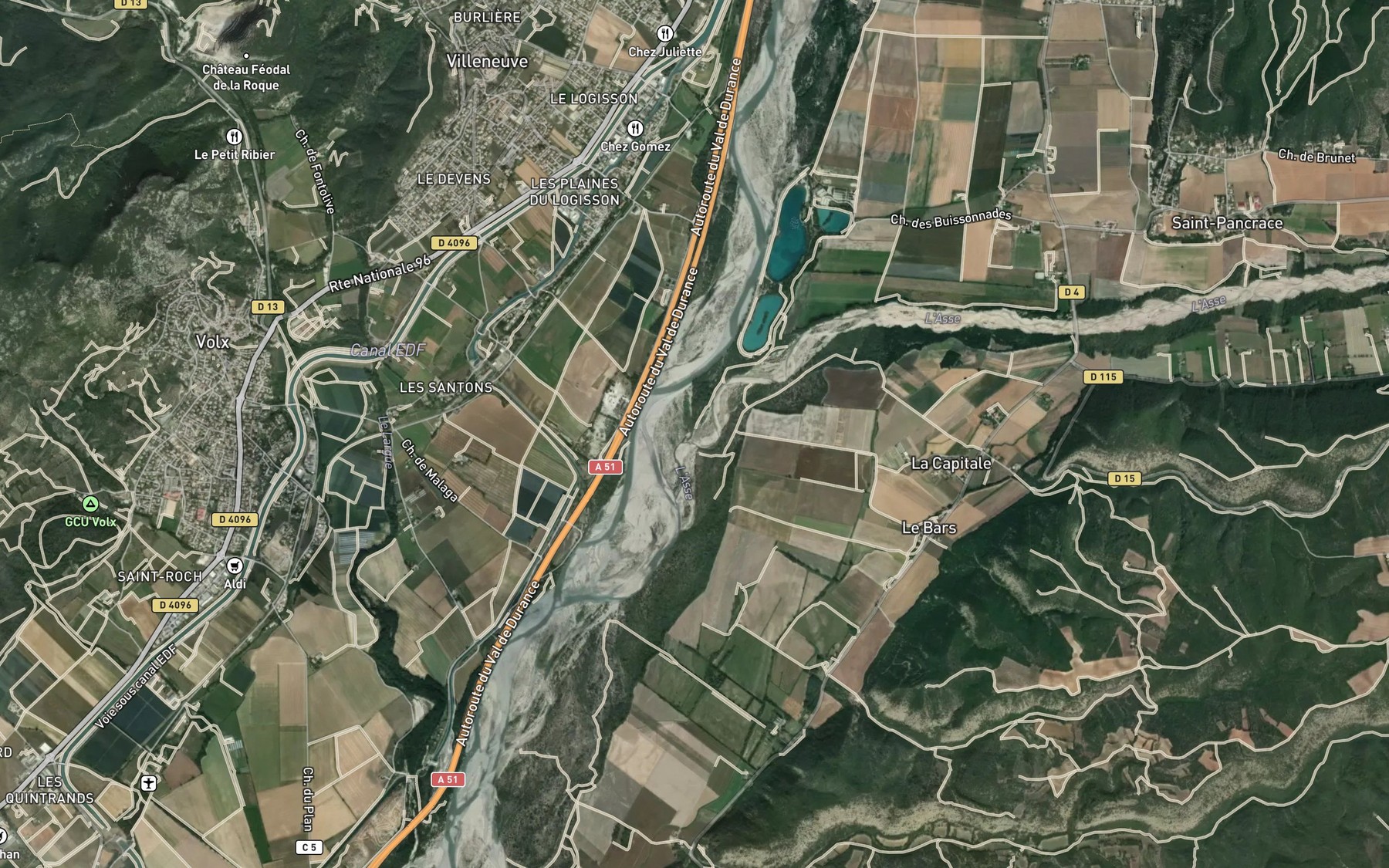 Satellite map of the Asse