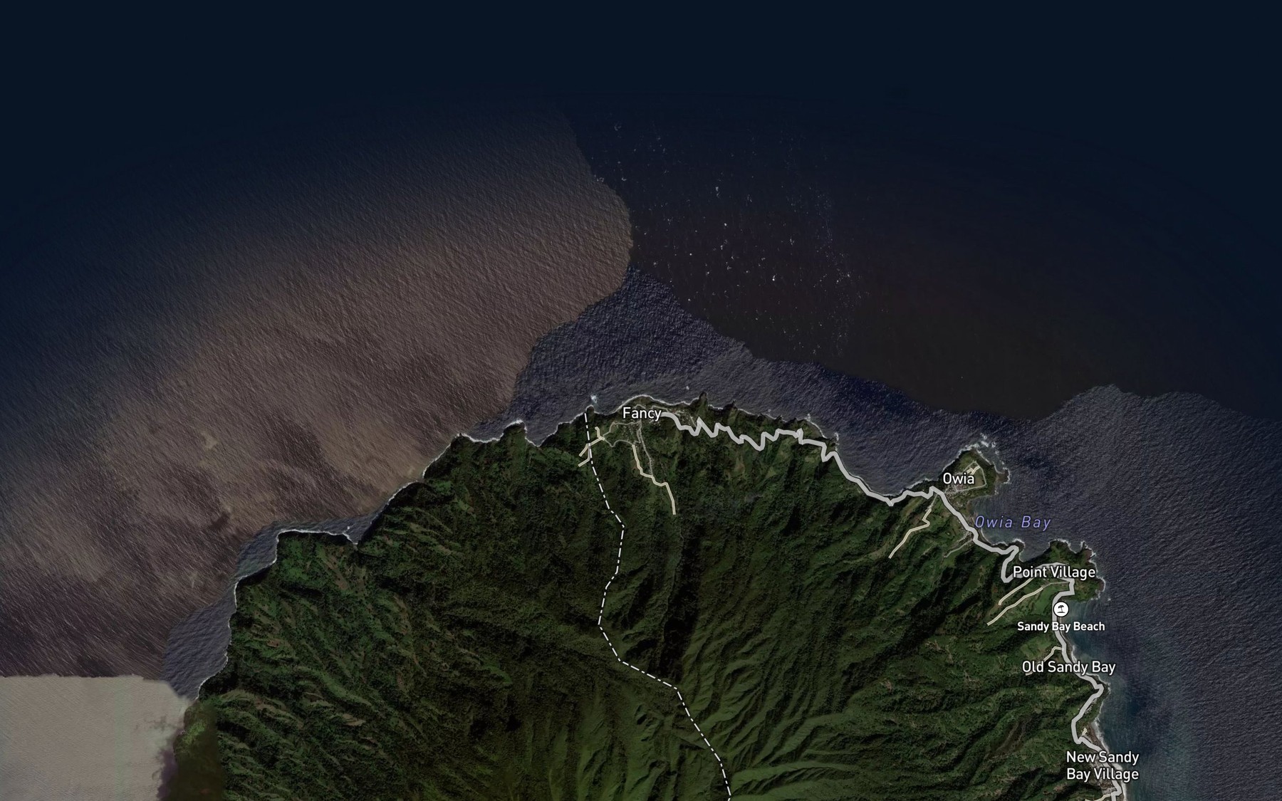 Satellite map of the Fancy River