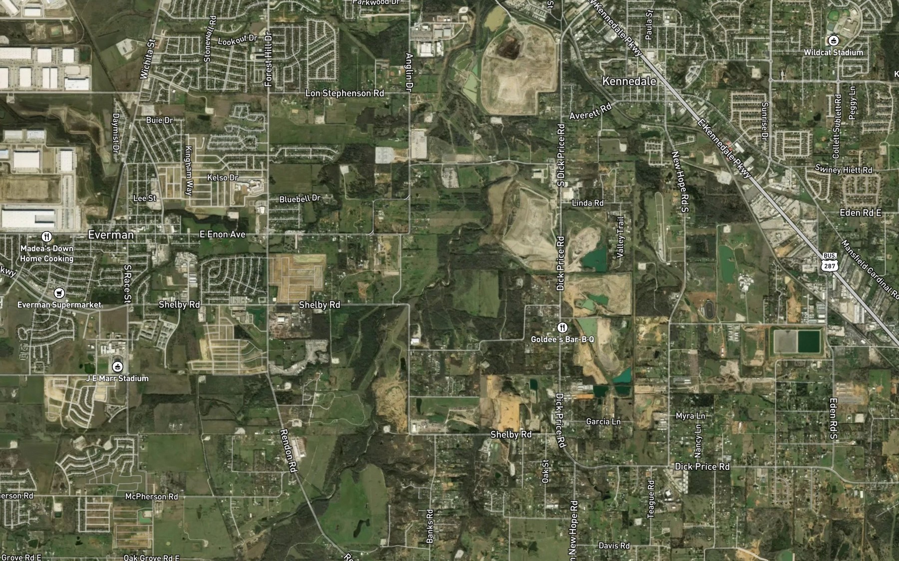 Satellite map of the Elm Branch