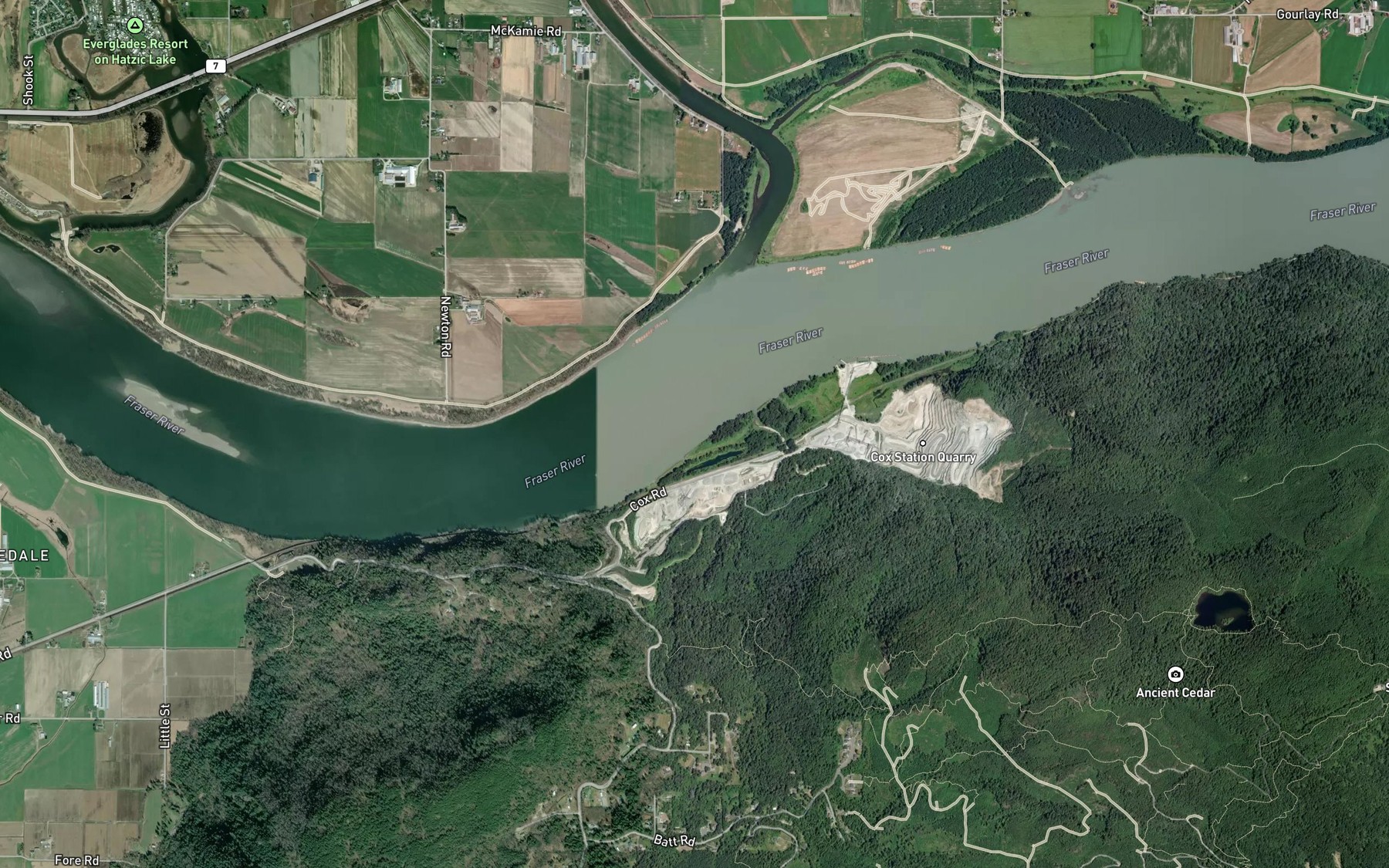Satellite map of the Wades Creek