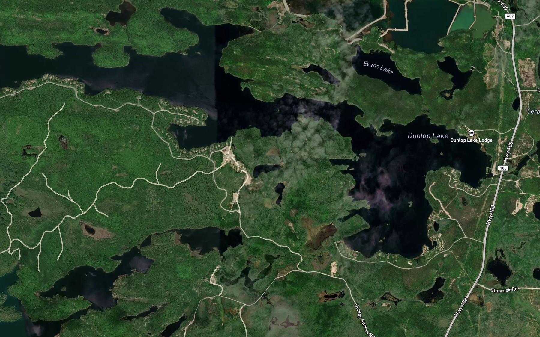 Satellite map of the Camp Lake