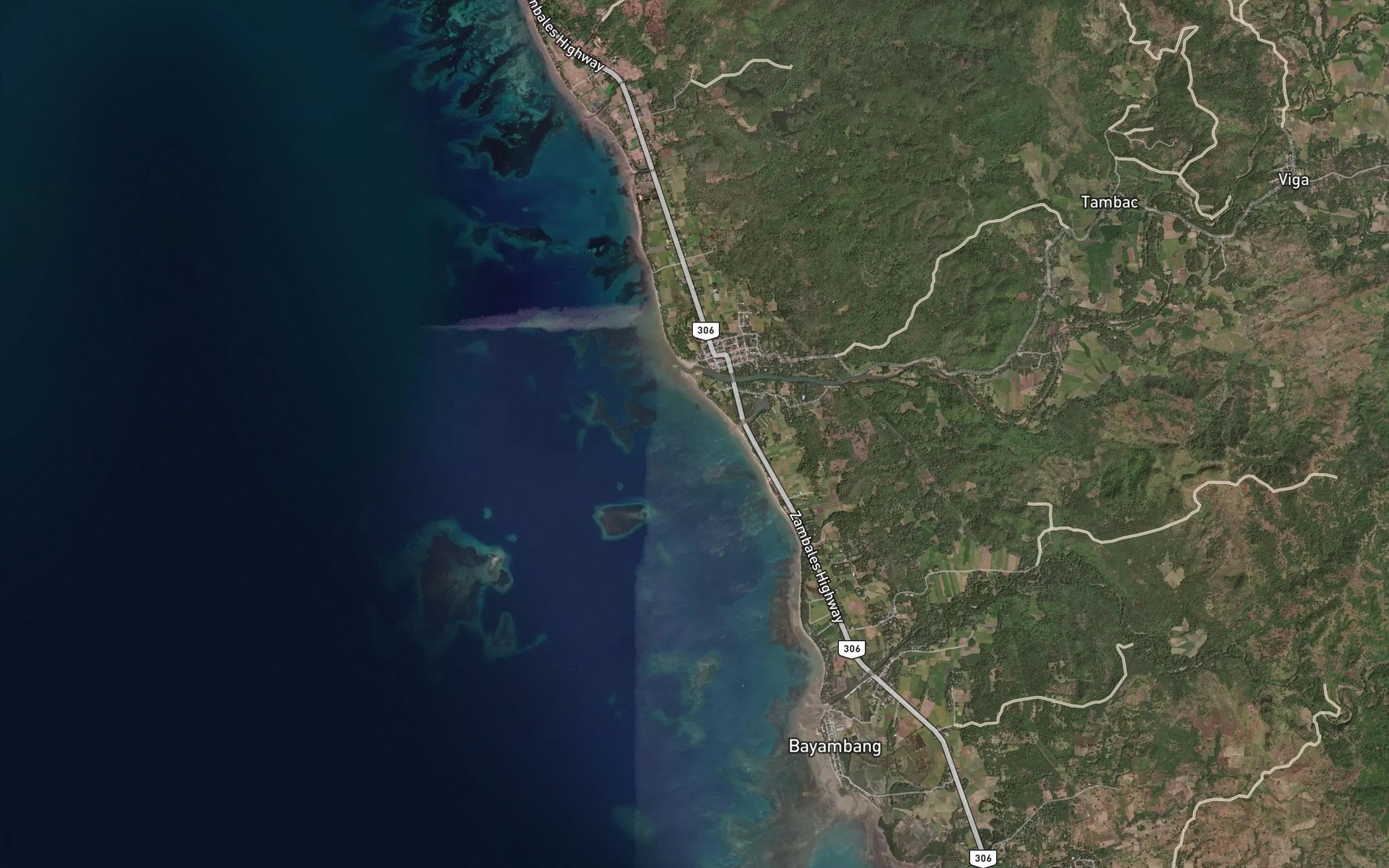 Satellite map of the Magunao River