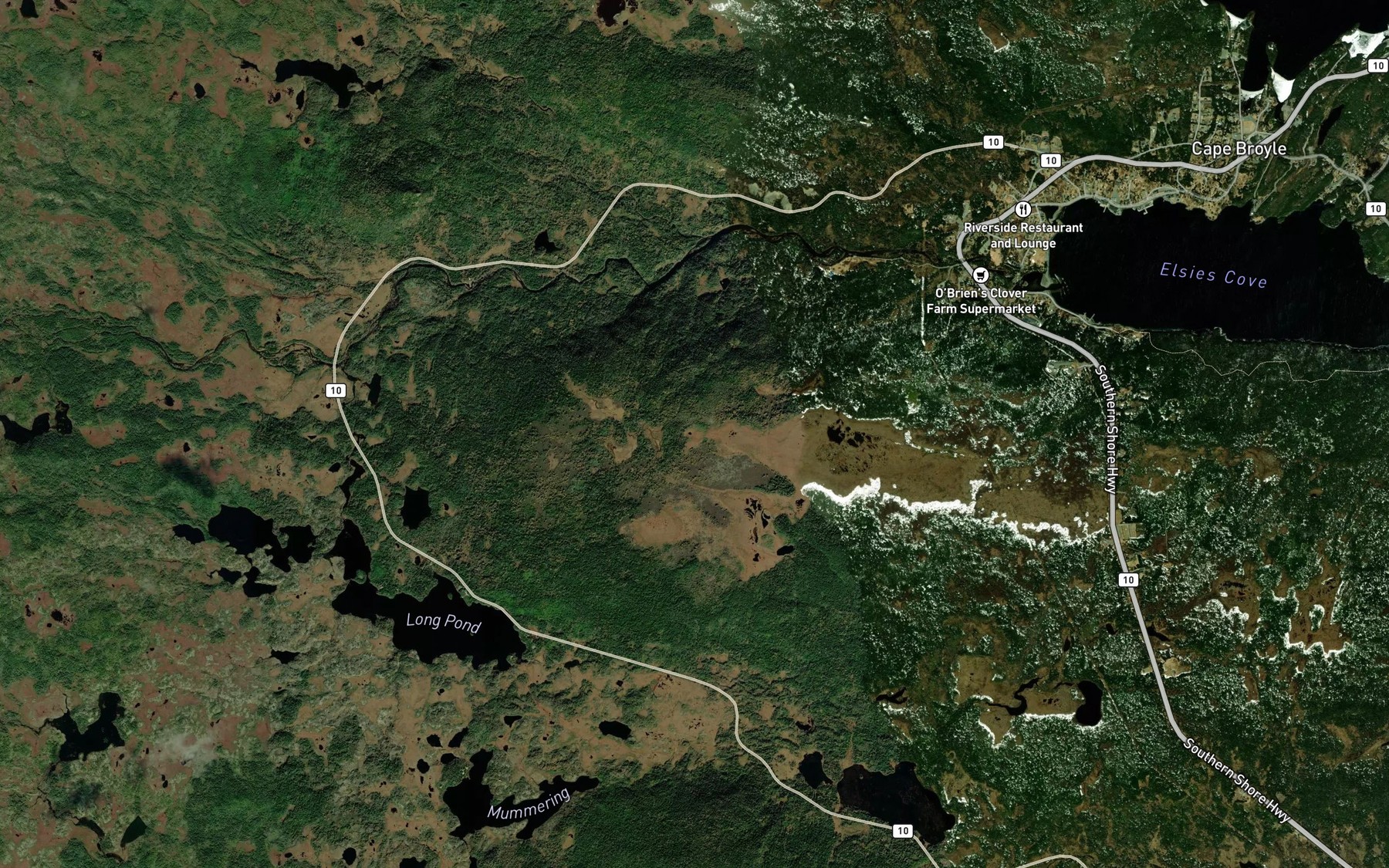 Satellite map of the Southern River
