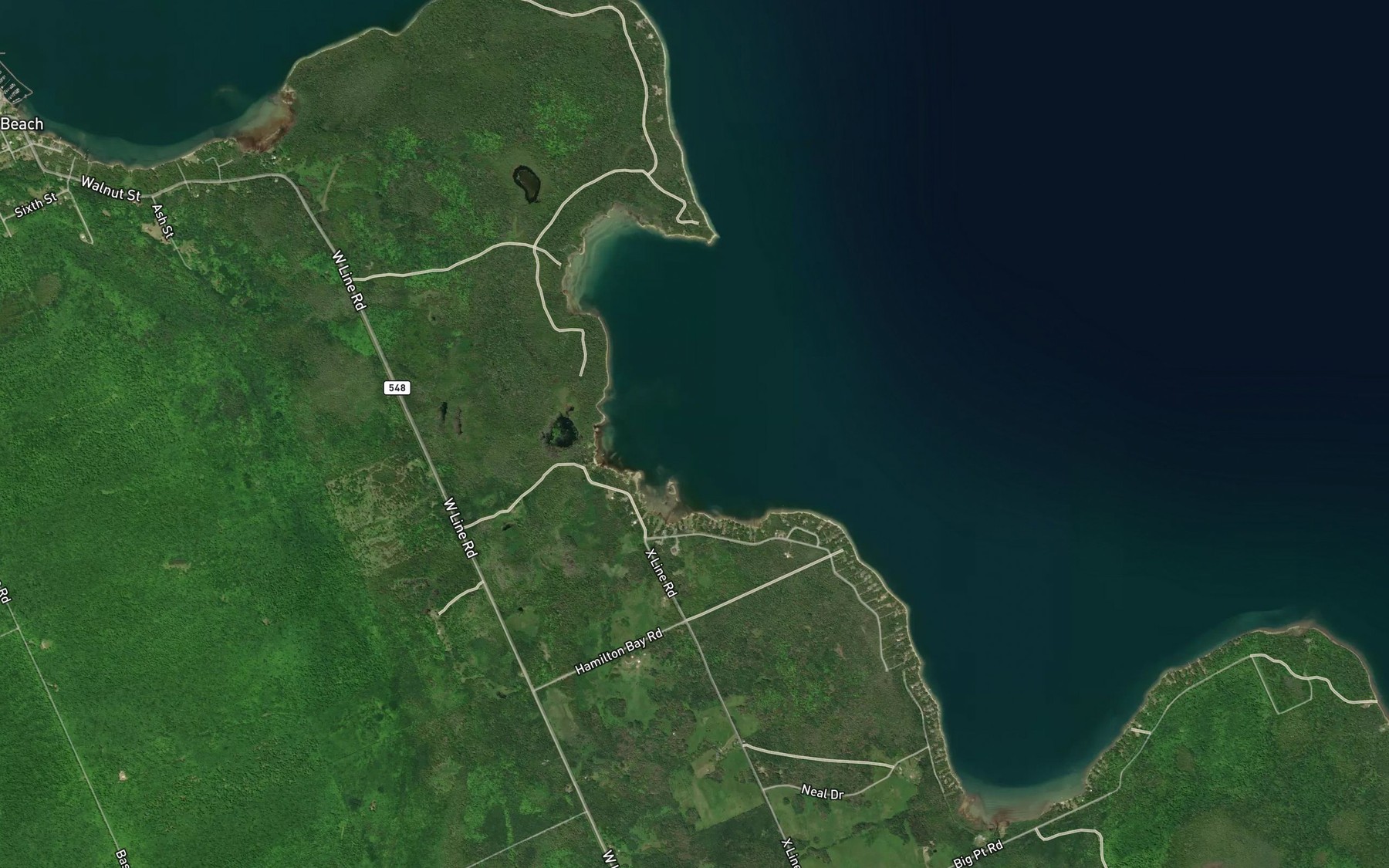 Satellite map of the Hamilton Bay