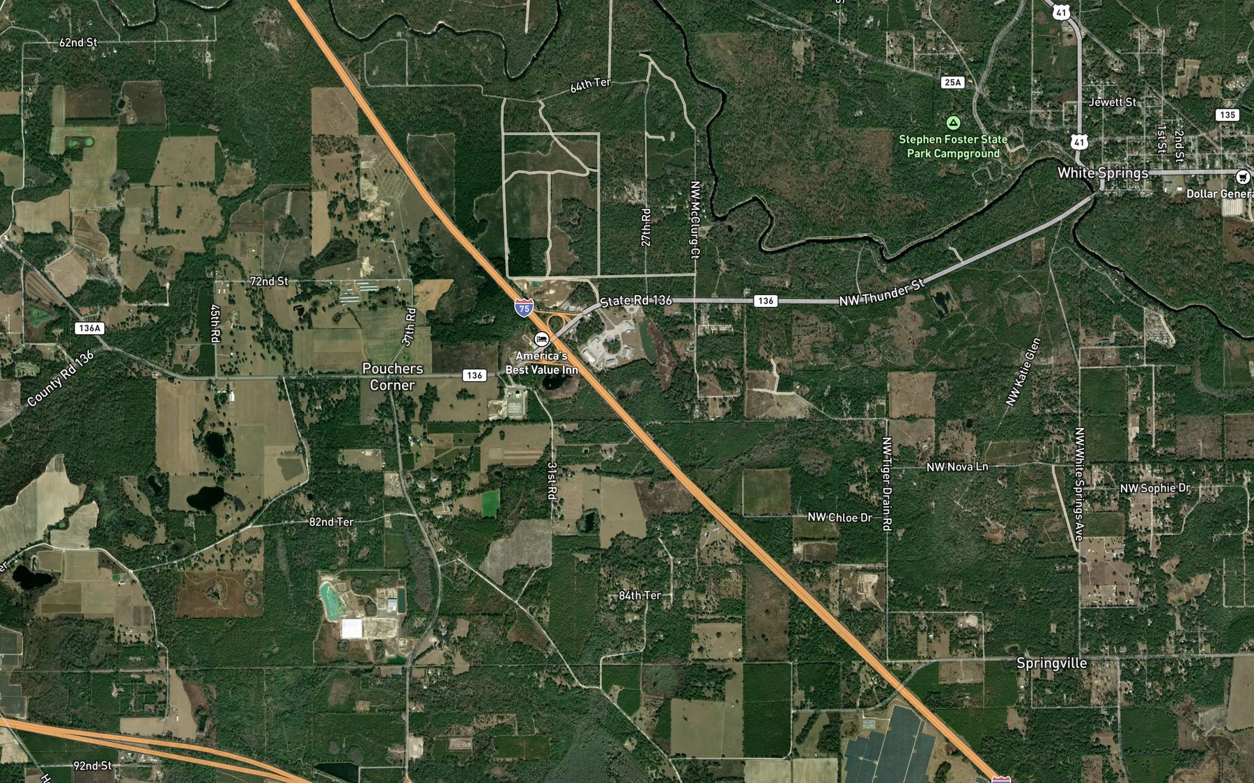 Satellite map of the Pasture Pond (historical)