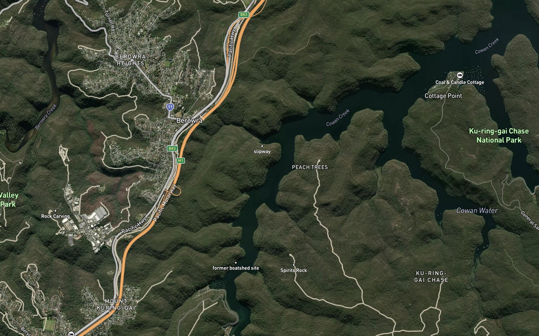 Satellite map of the Waratah Bay