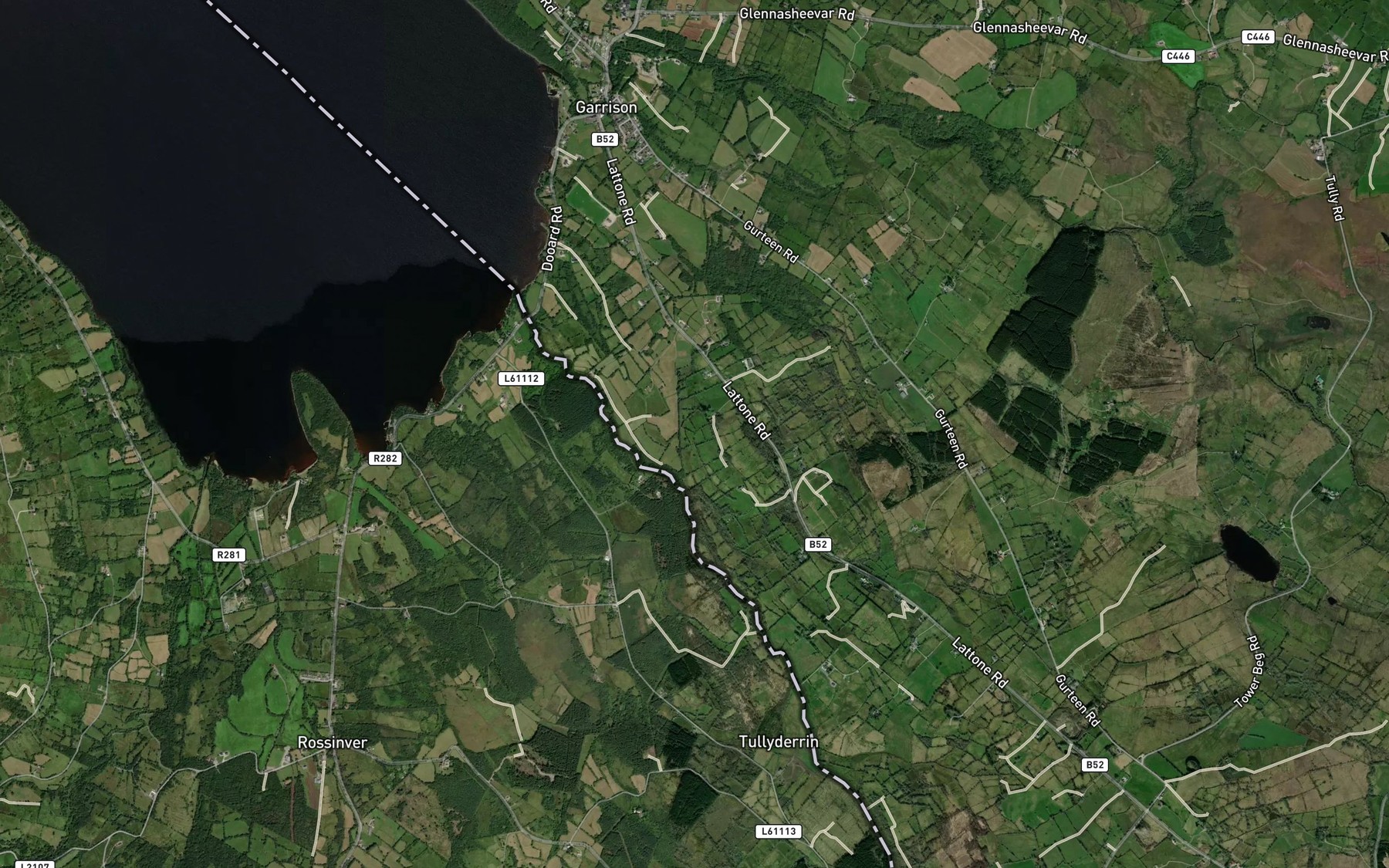 Satellite map of the Roogagh River