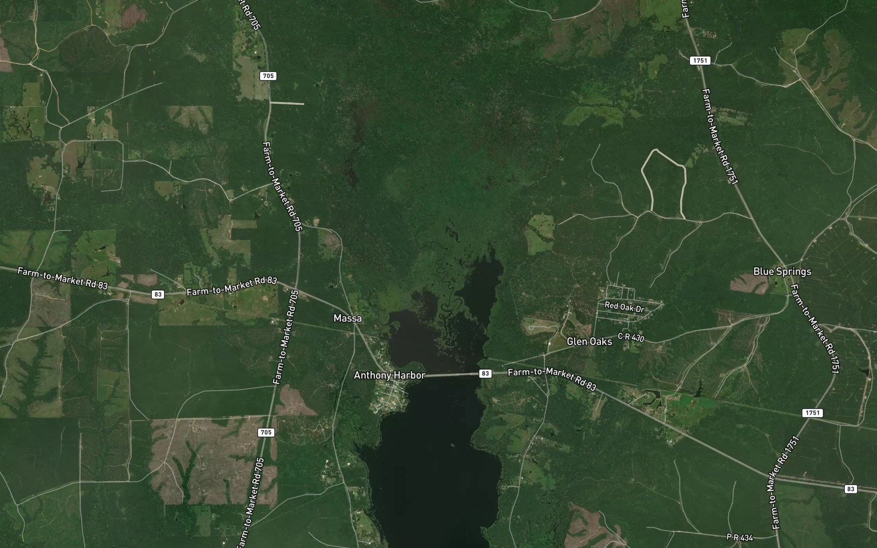 Satellite map of the Copelle Creek