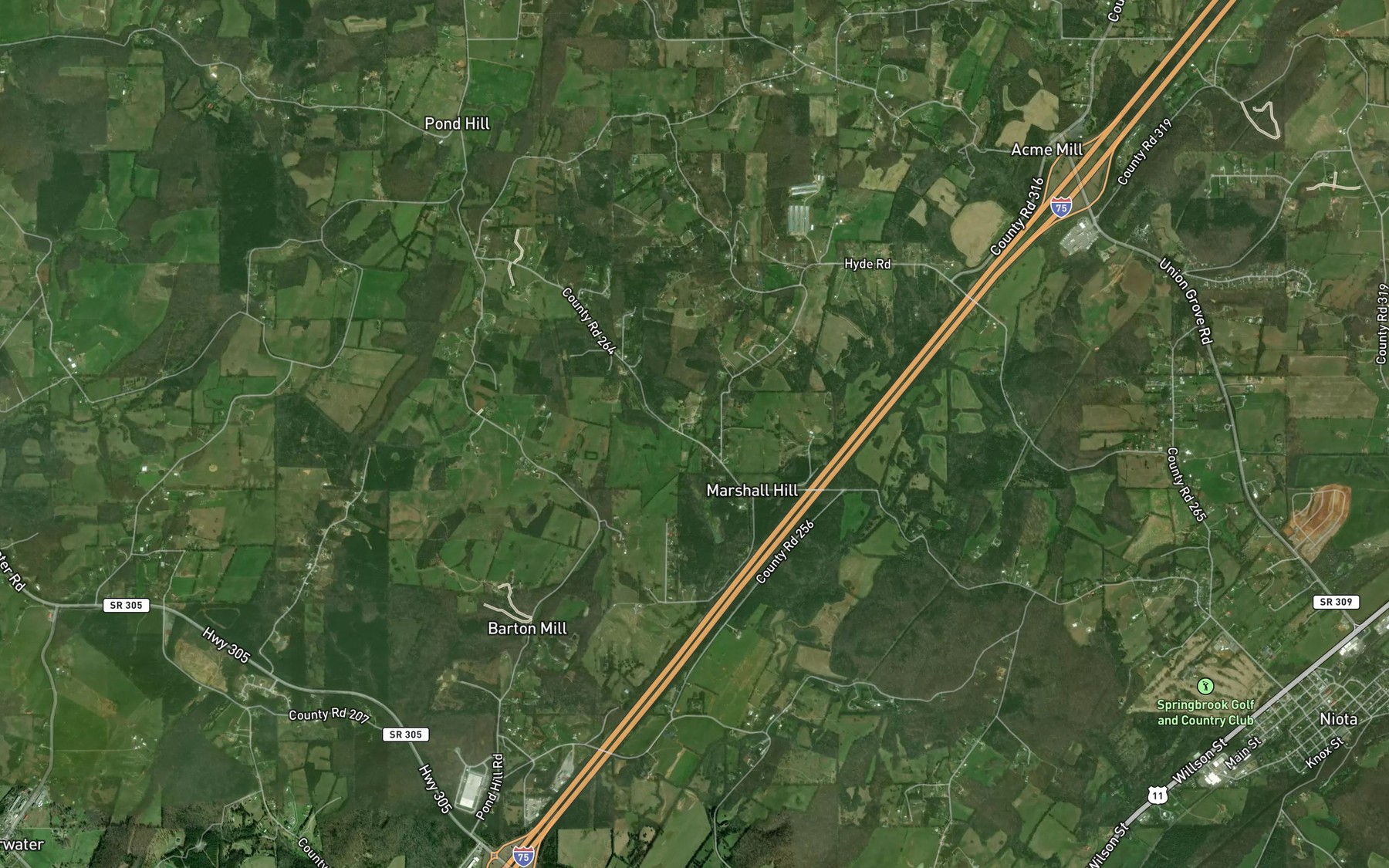 Satellite map of the Lathan Spring