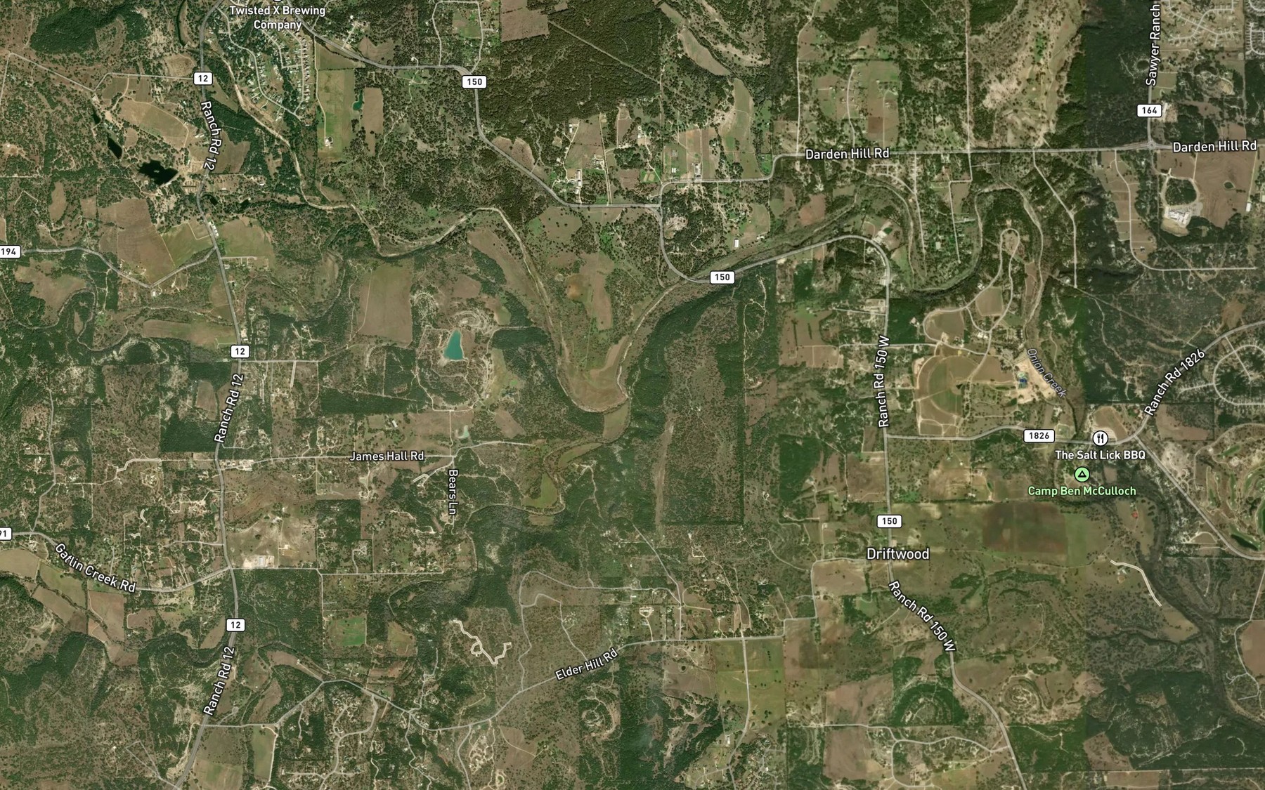 Satellite map of the Gatlin Creek