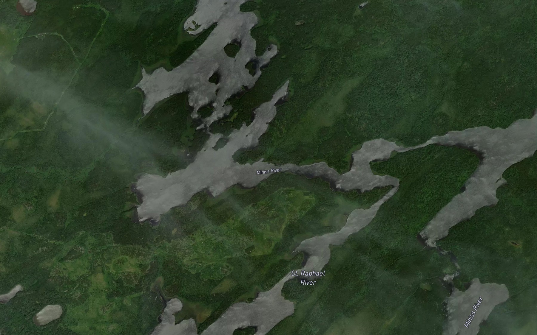 Satellite map of the Miniss River