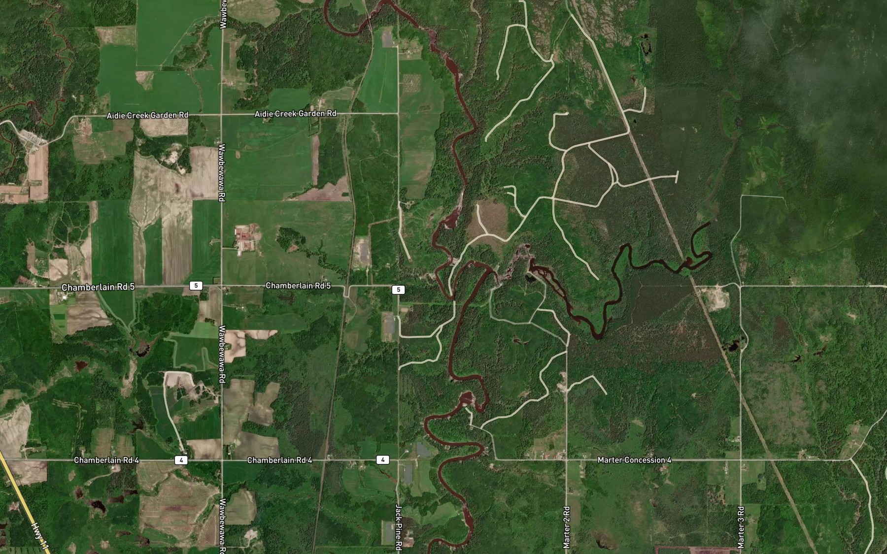 Satellite map of the Misema River