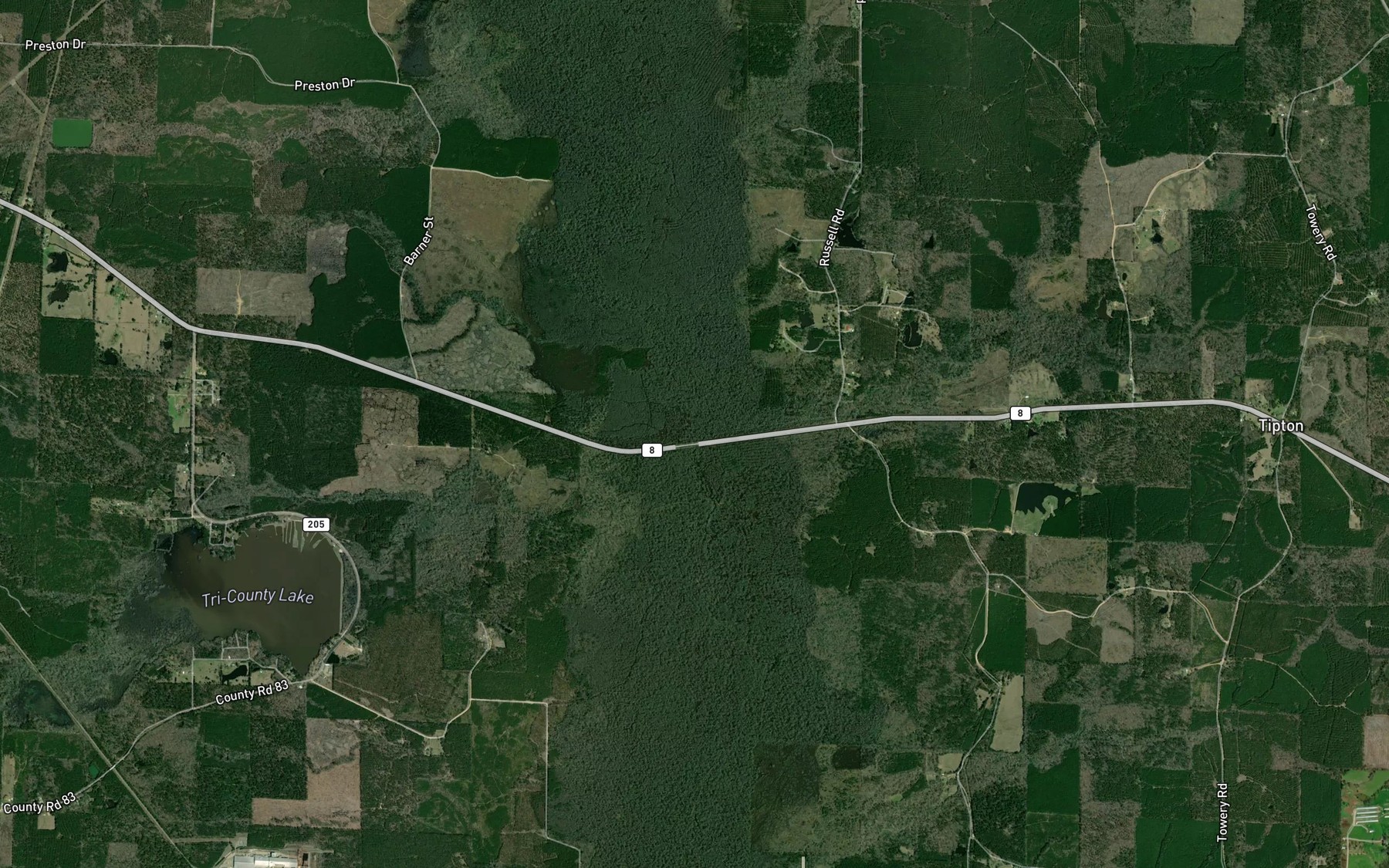 Satellite map of the Smith Creek