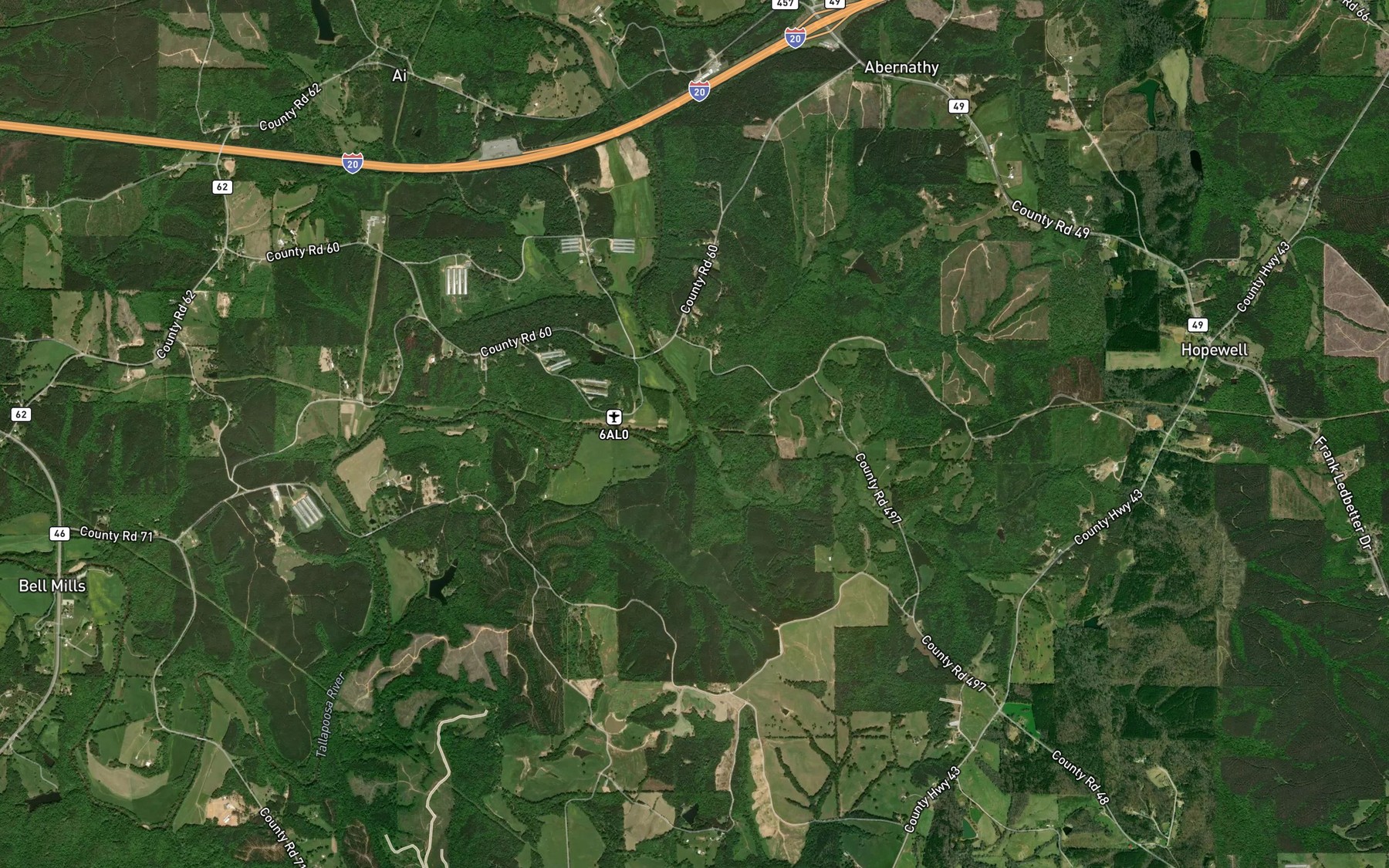 Satellite map of the Macola Creek