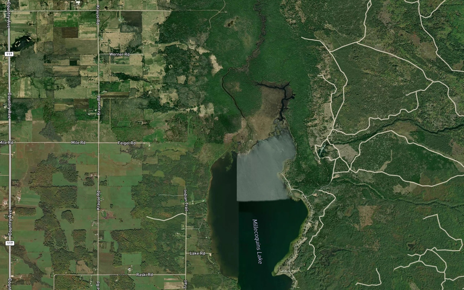 Satellite map of the Upper Millecoquins River
