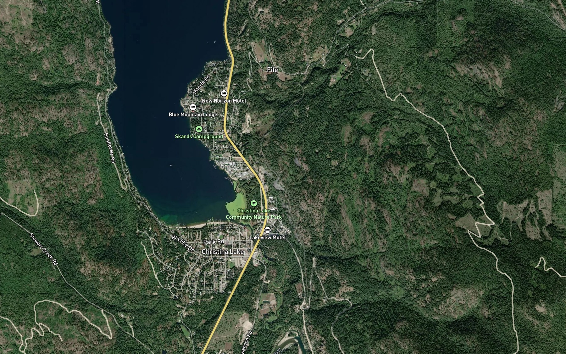 Satellite map of the Copper Creek