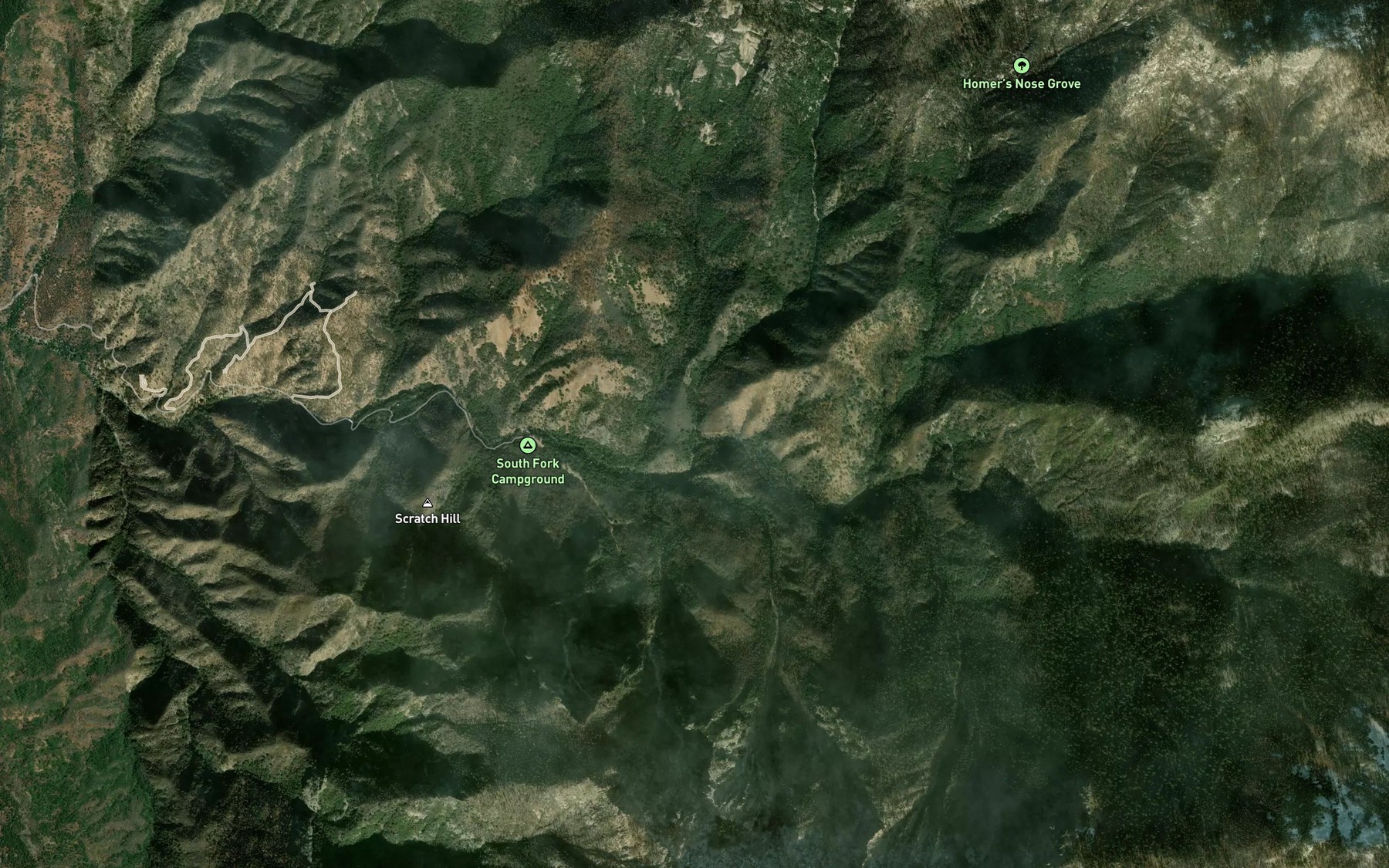 Satellite map of the Squaw Creek