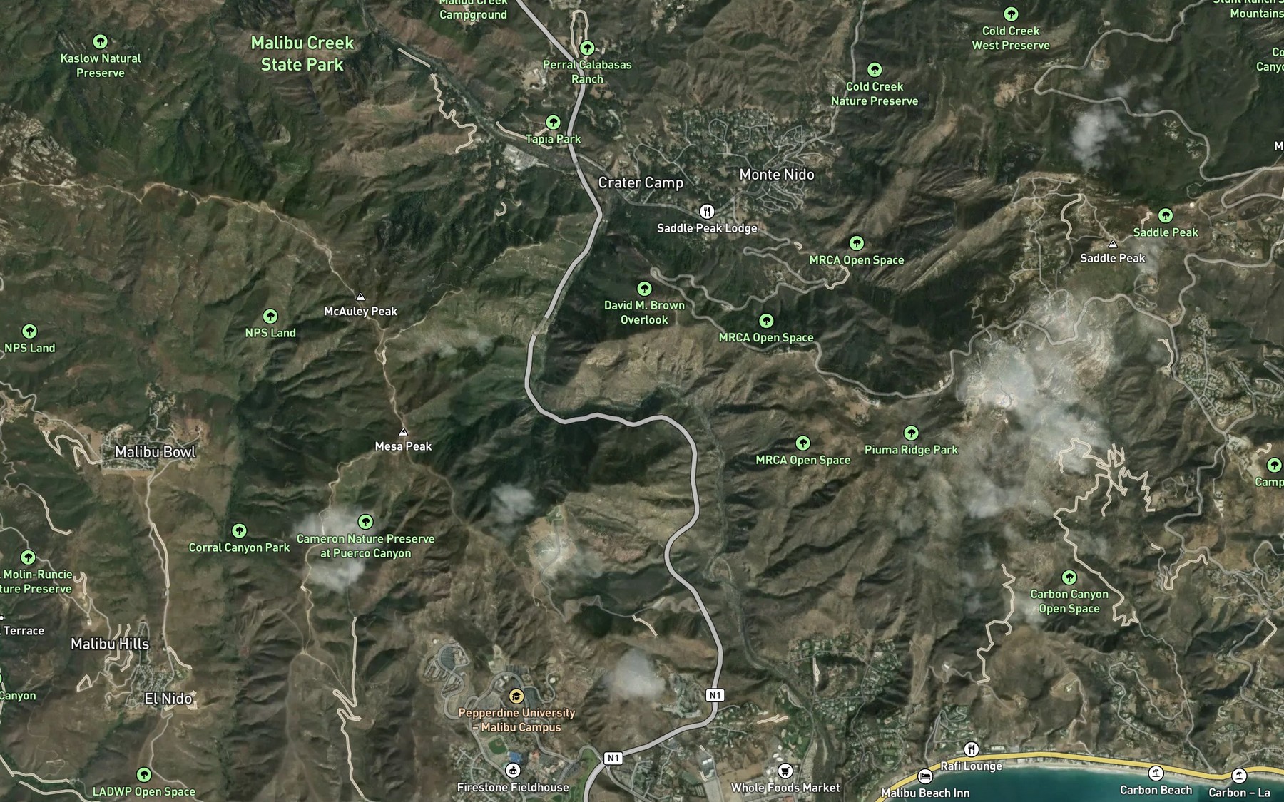 Satellite map of the Malibu Reservoir