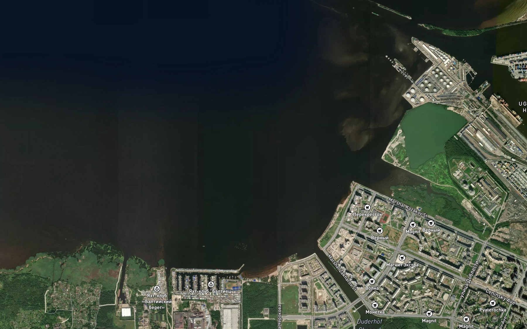 Satellite map of the Yuzhnaya Lakhtinskaya Otmel'