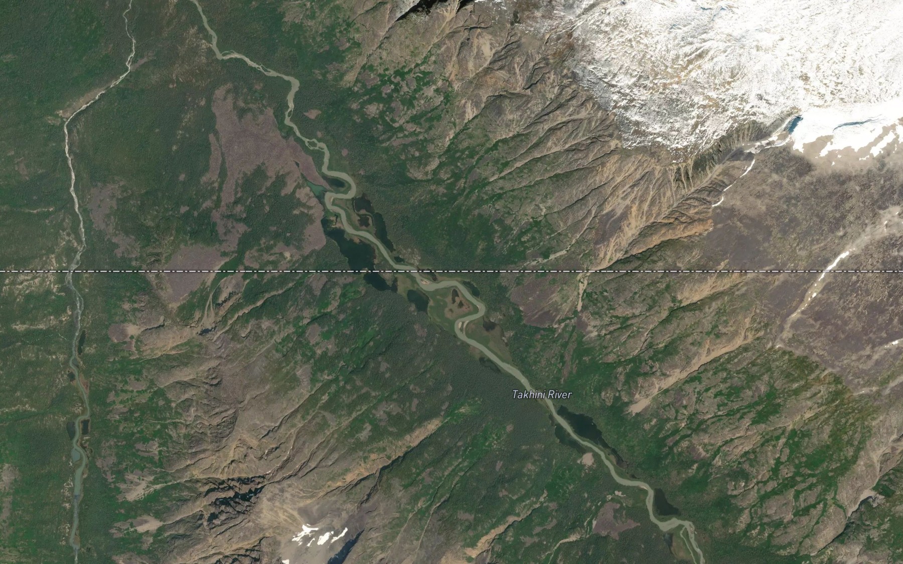 Satellite map of the Takhini River