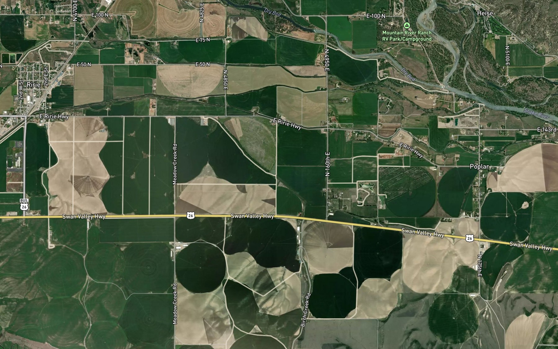 Satellite map of the Birch Creek