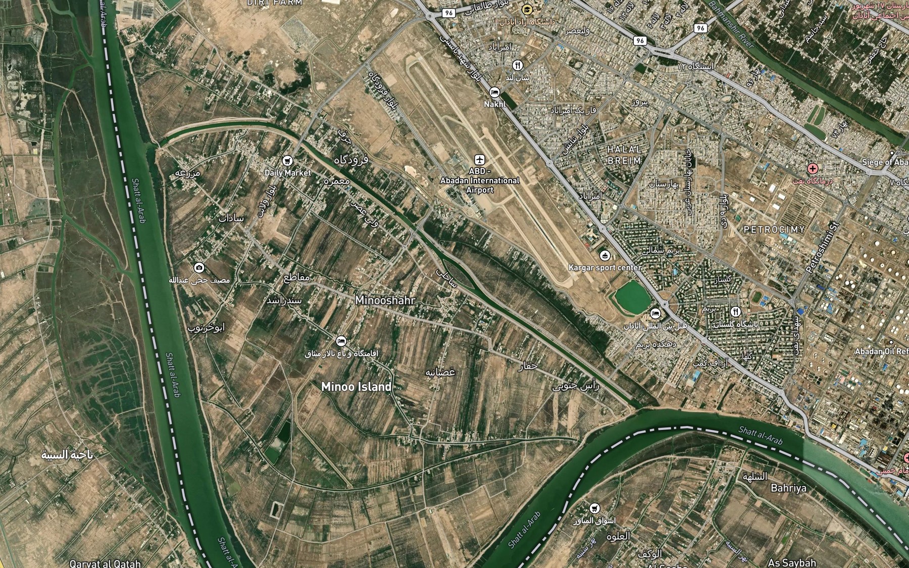 Satellite map of the Nahr-e Chumeh