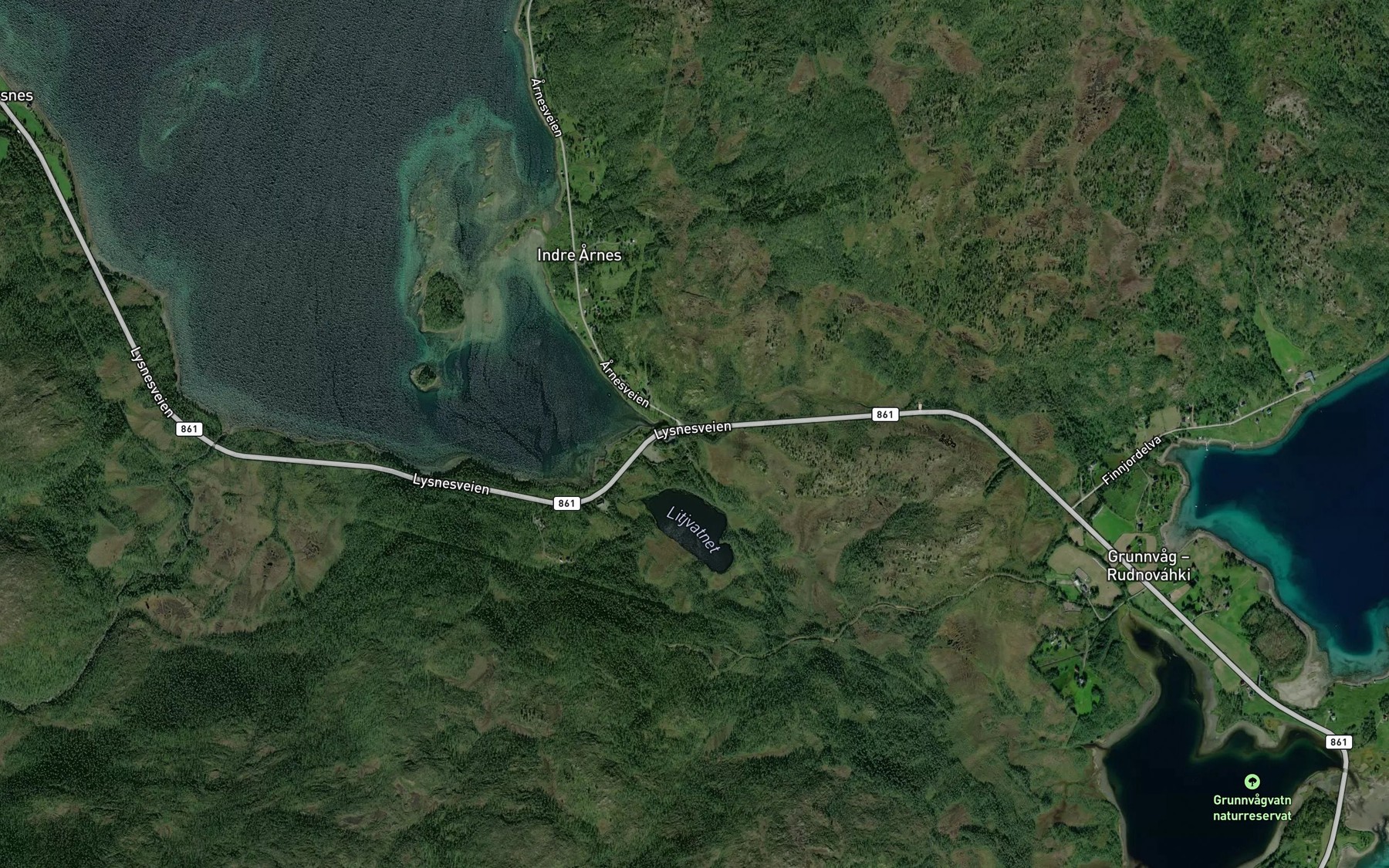 Satellite map of the Kjoselva
