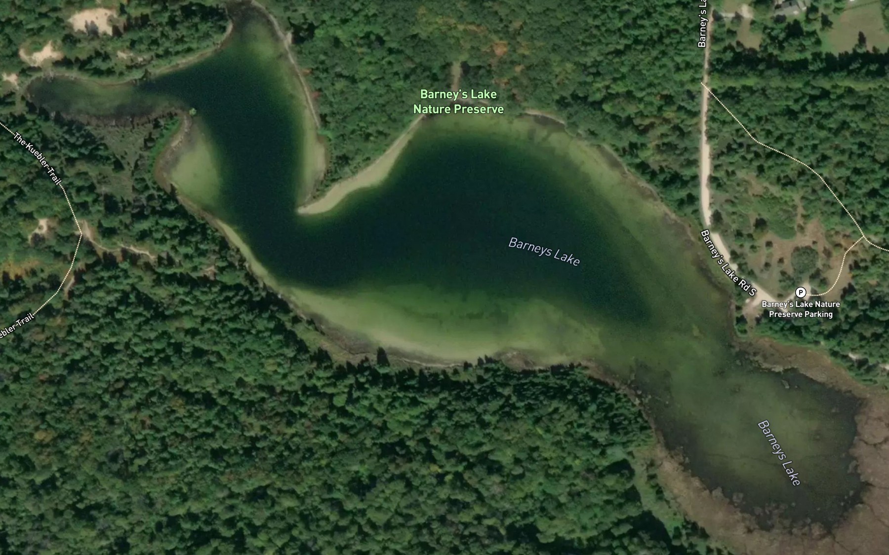 Satellite map of the Barneys Lake