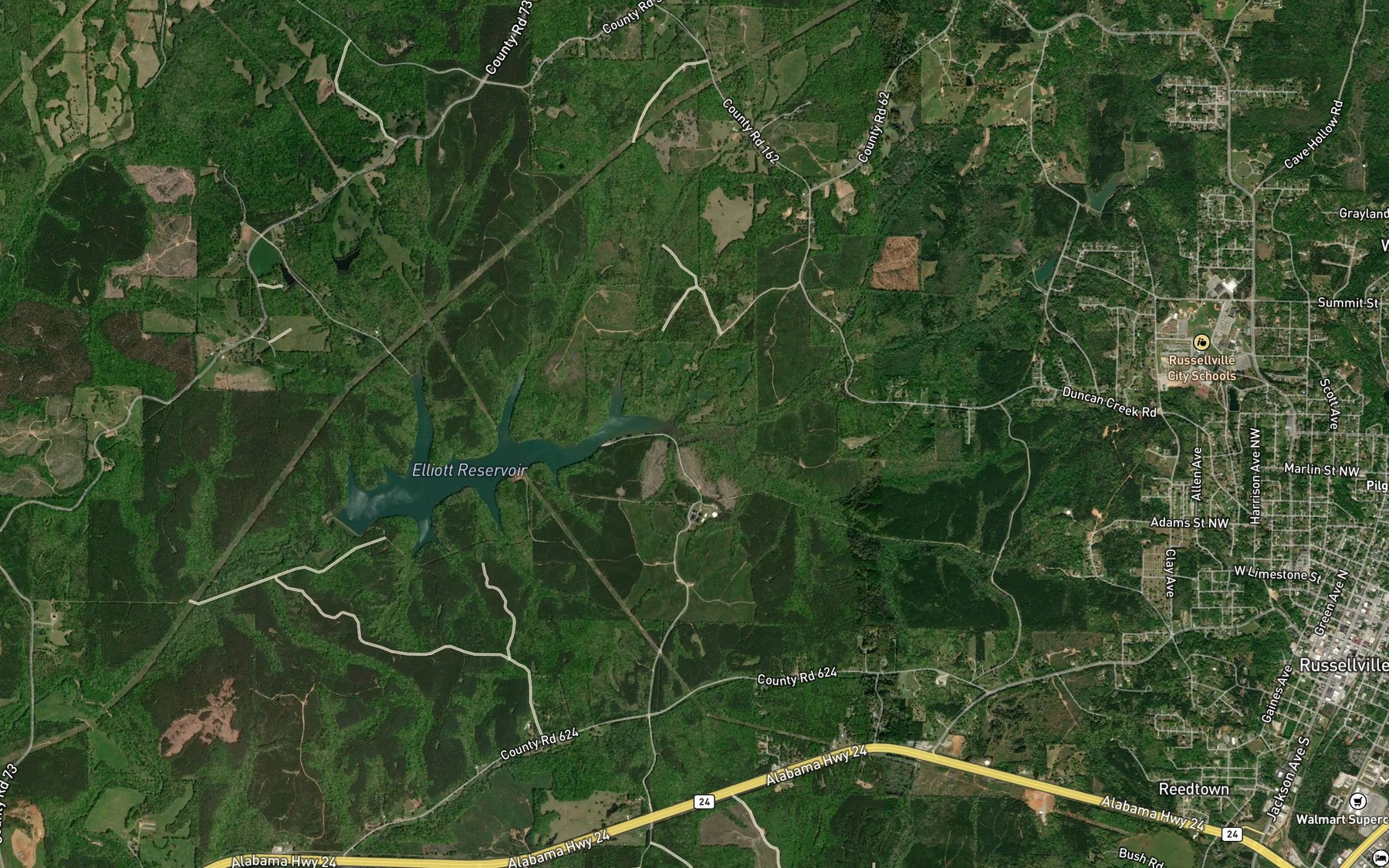 Satellite map of the Willis Branch