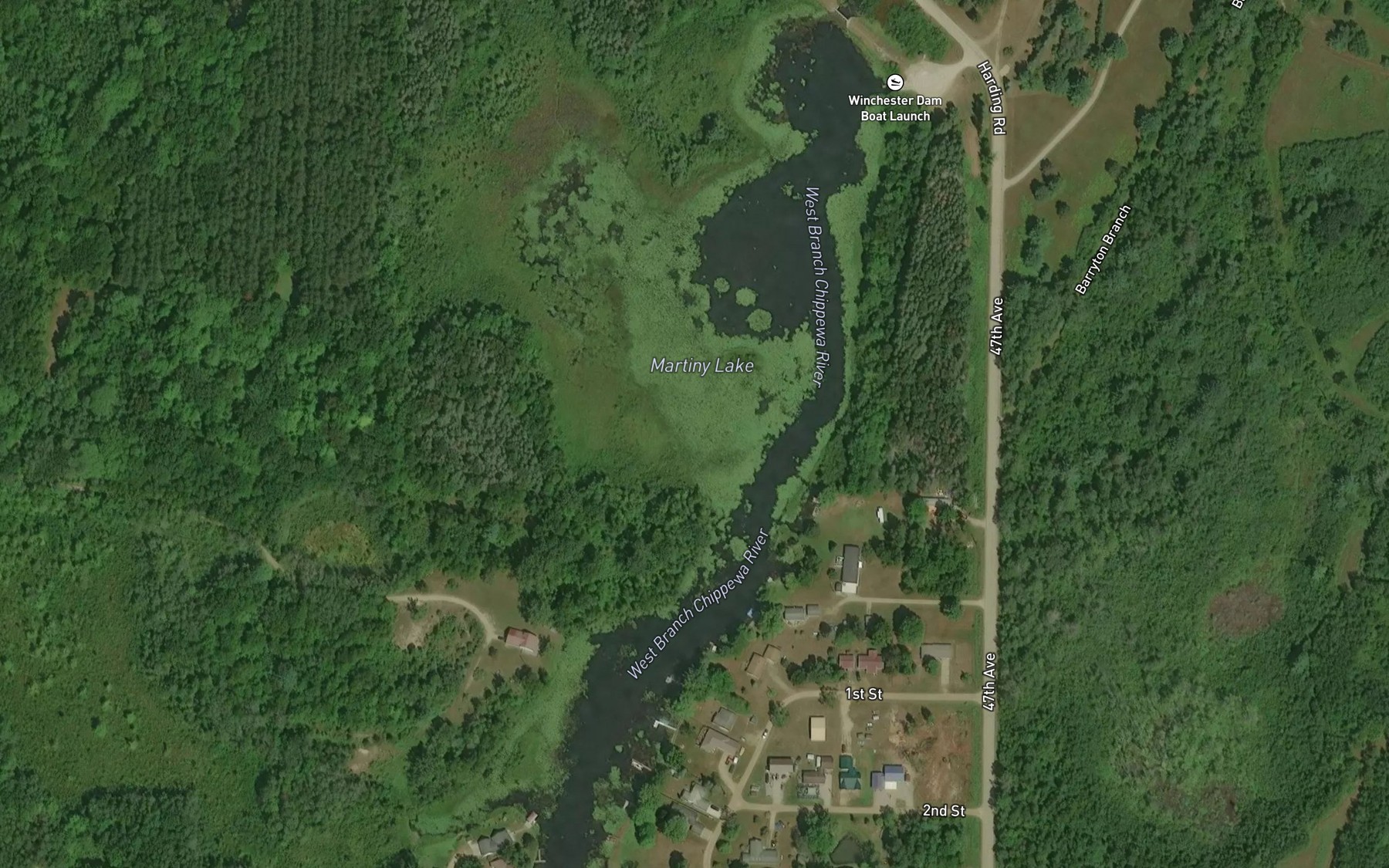Satellite map of the Martiny Lake