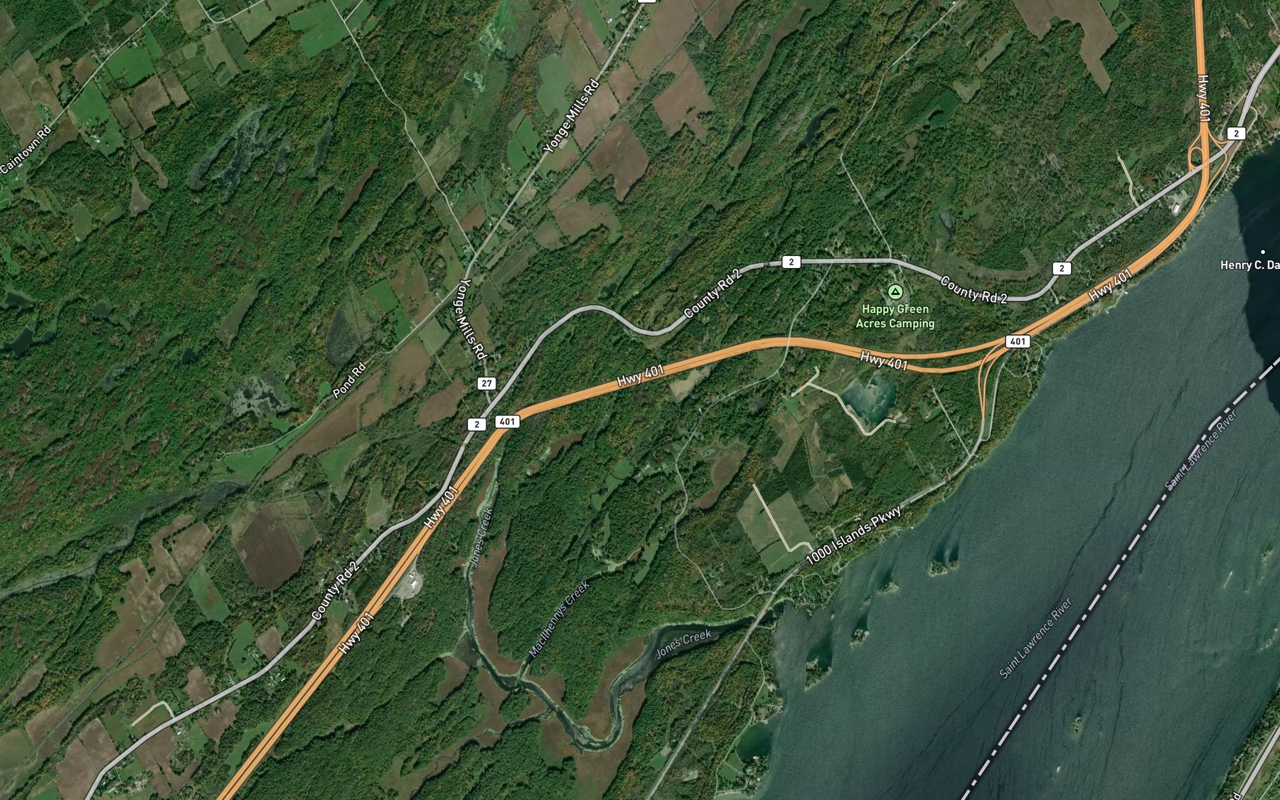 Satellite map of the Marsh Creek