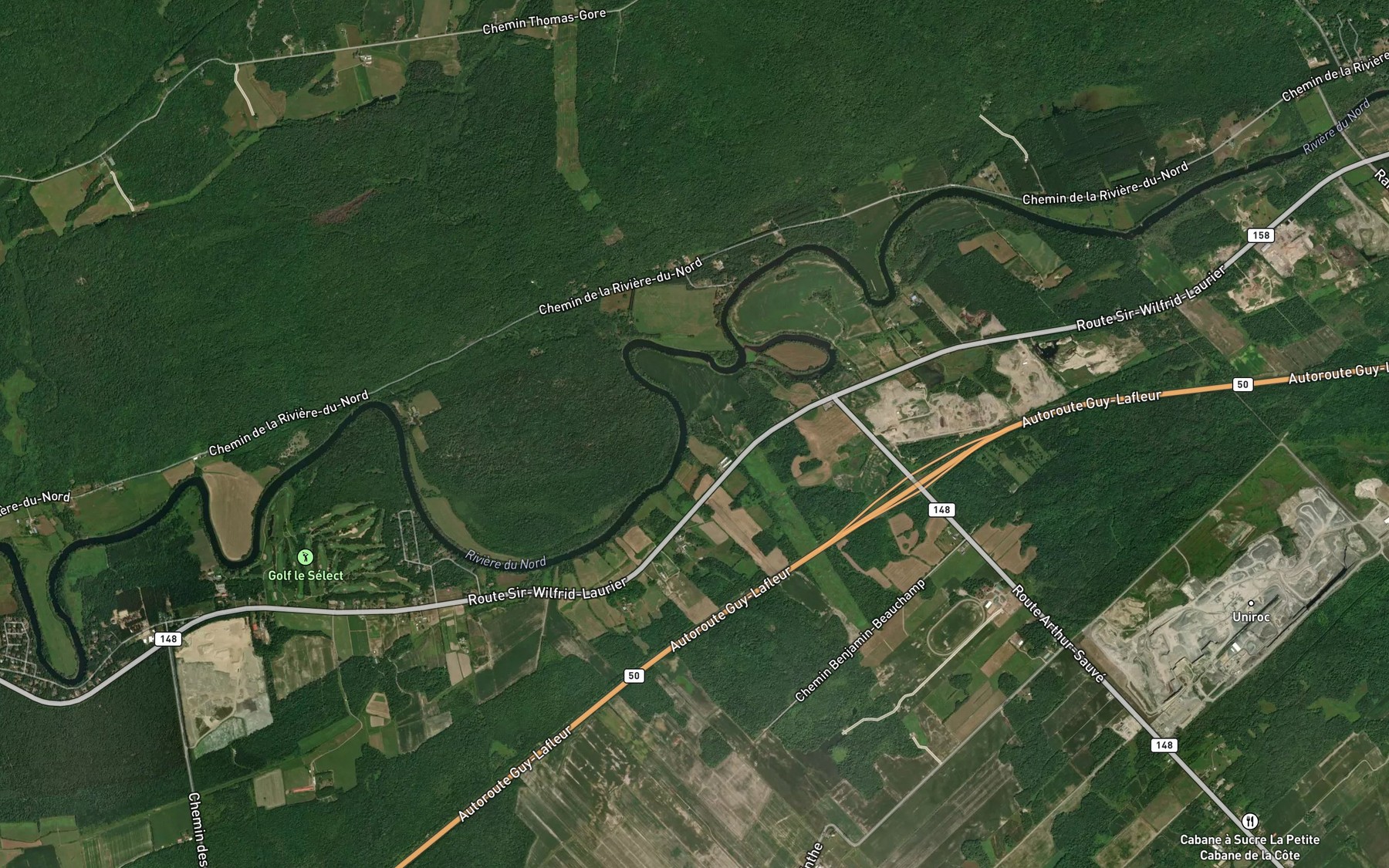 Satellite map of the Ruisseau Poirier
