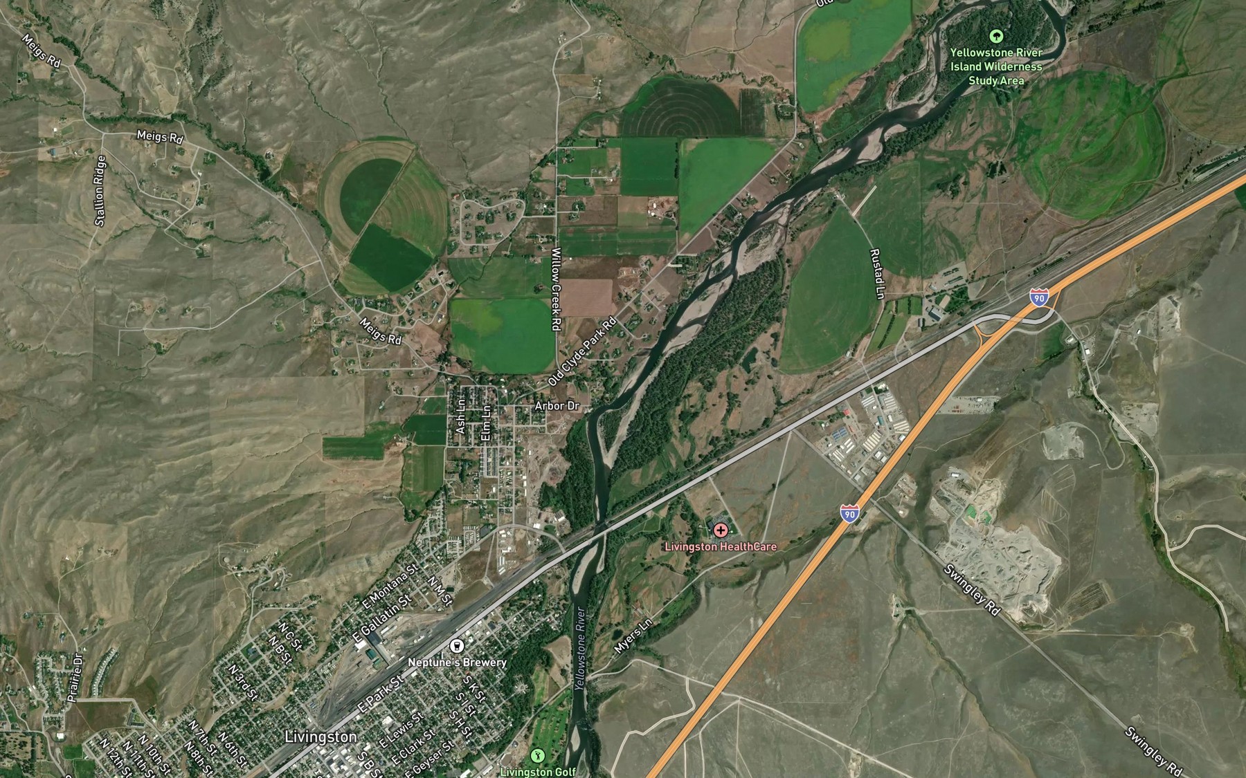 Satellite map of the Dry Creek
