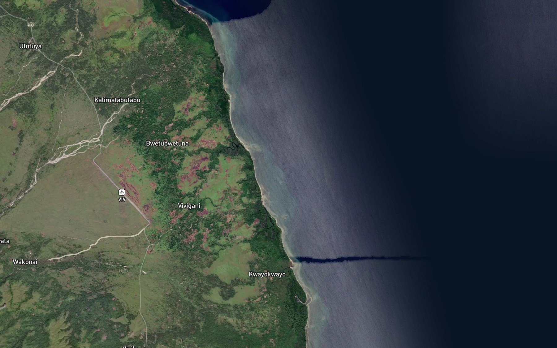 Satellite map of the Malagilima Creek