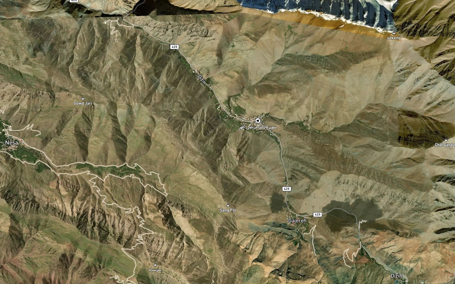 Satellite map of the Cheshmeh-ye Pi Zard