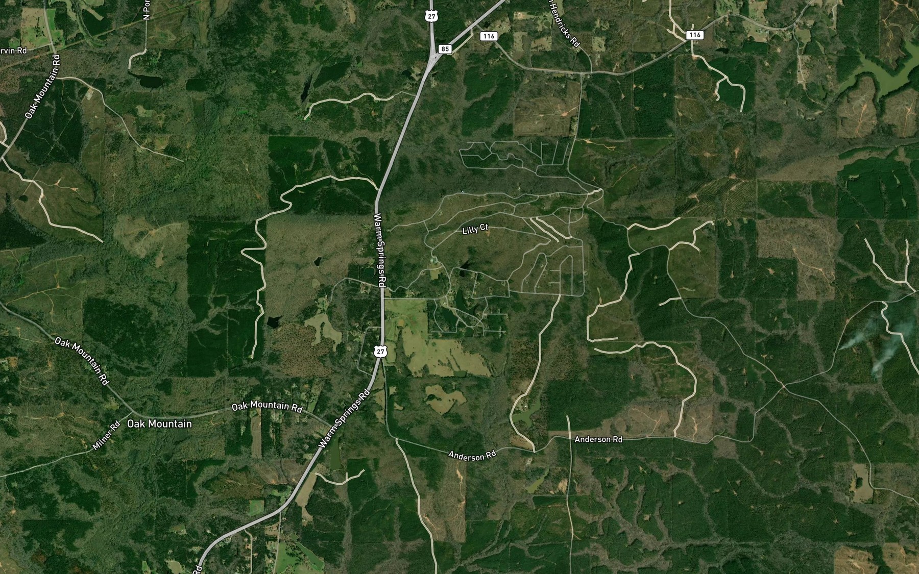 Satellite map of the Oak Mountain Spring