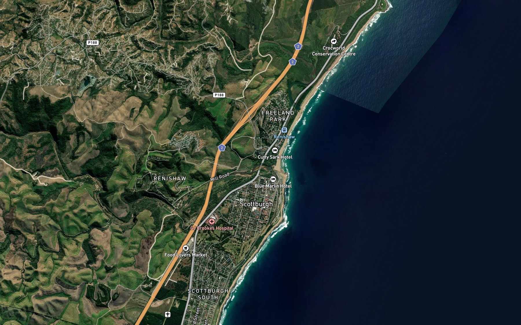 Satellite map of the Mandawe
