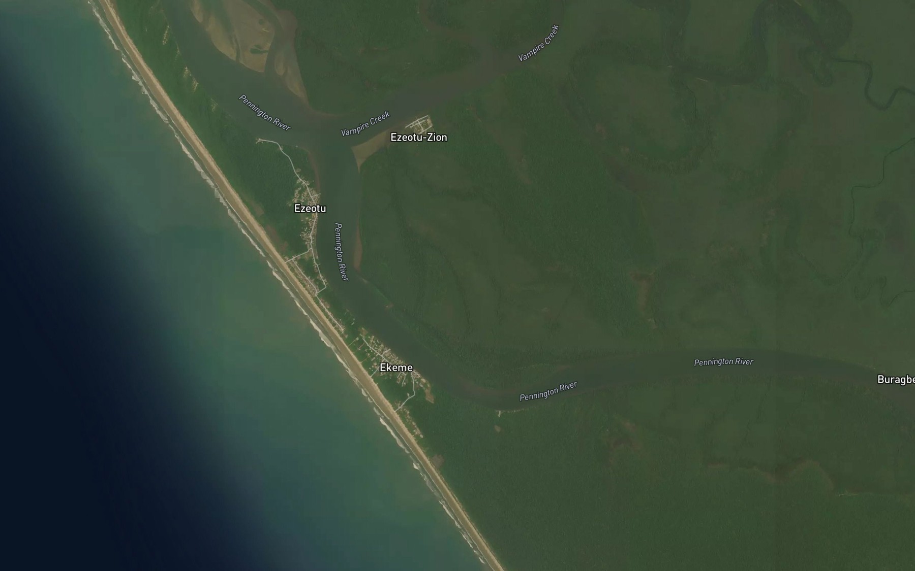 Satellite map of the Kalobo Creek