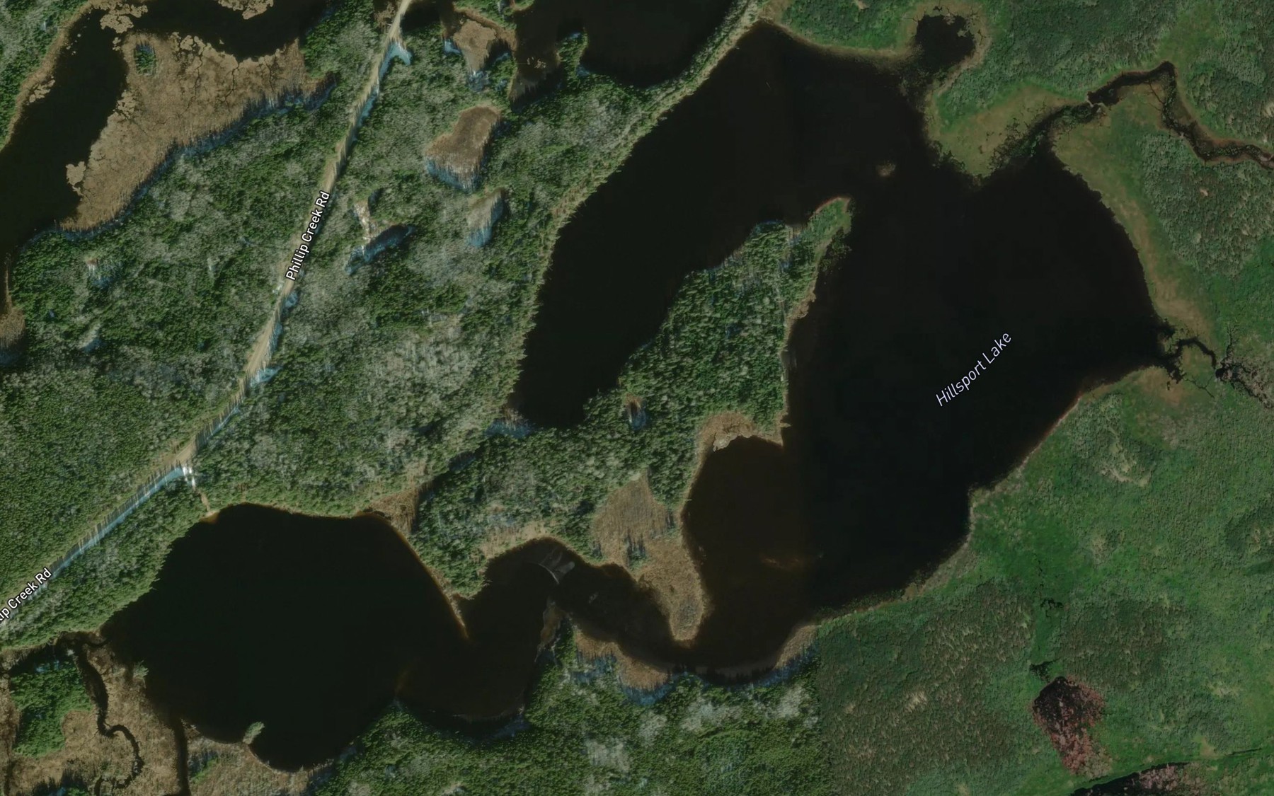 Satellite map of the Hillsport Lake
